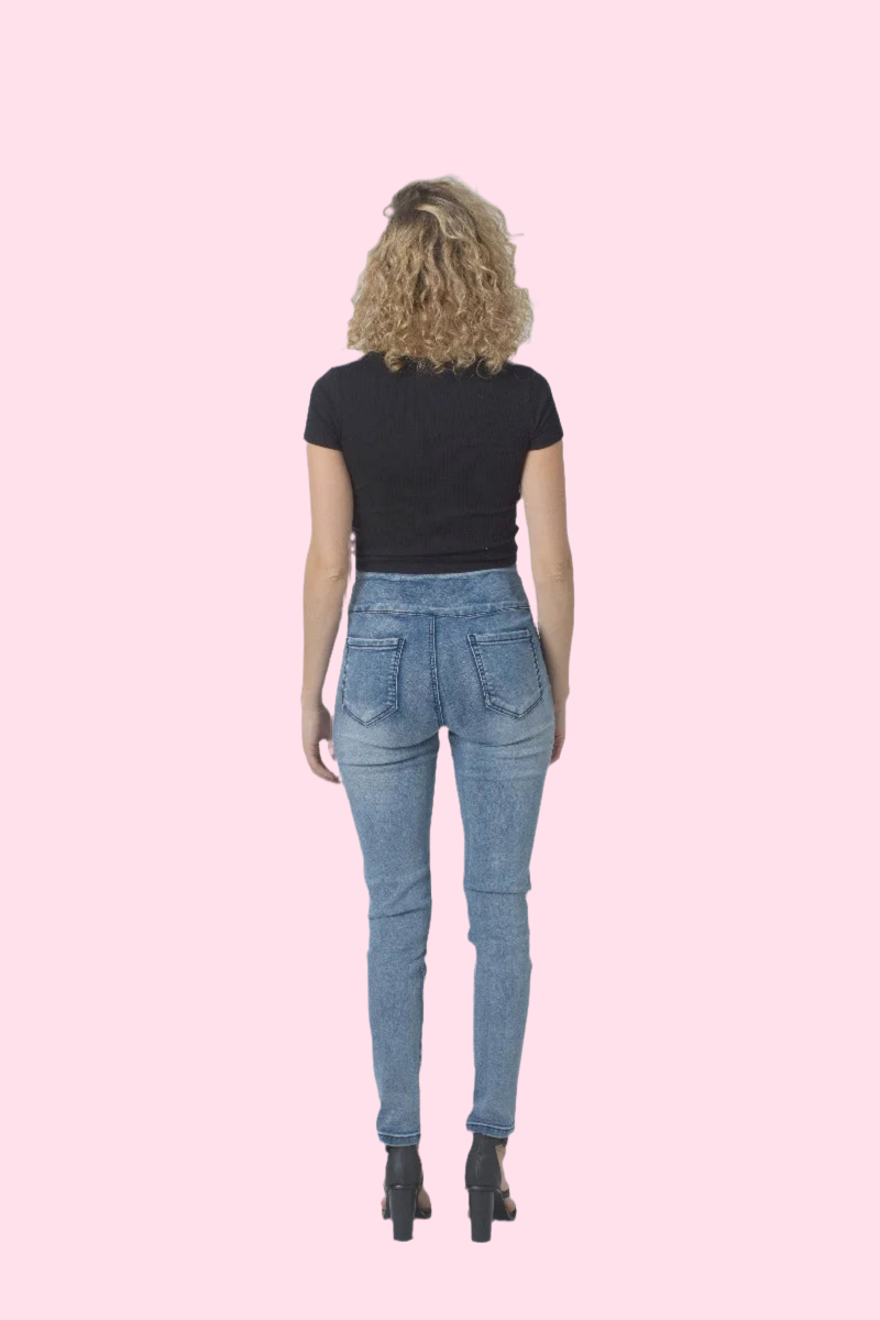 Pull On Mummy Jeans - LIGHT BLUE