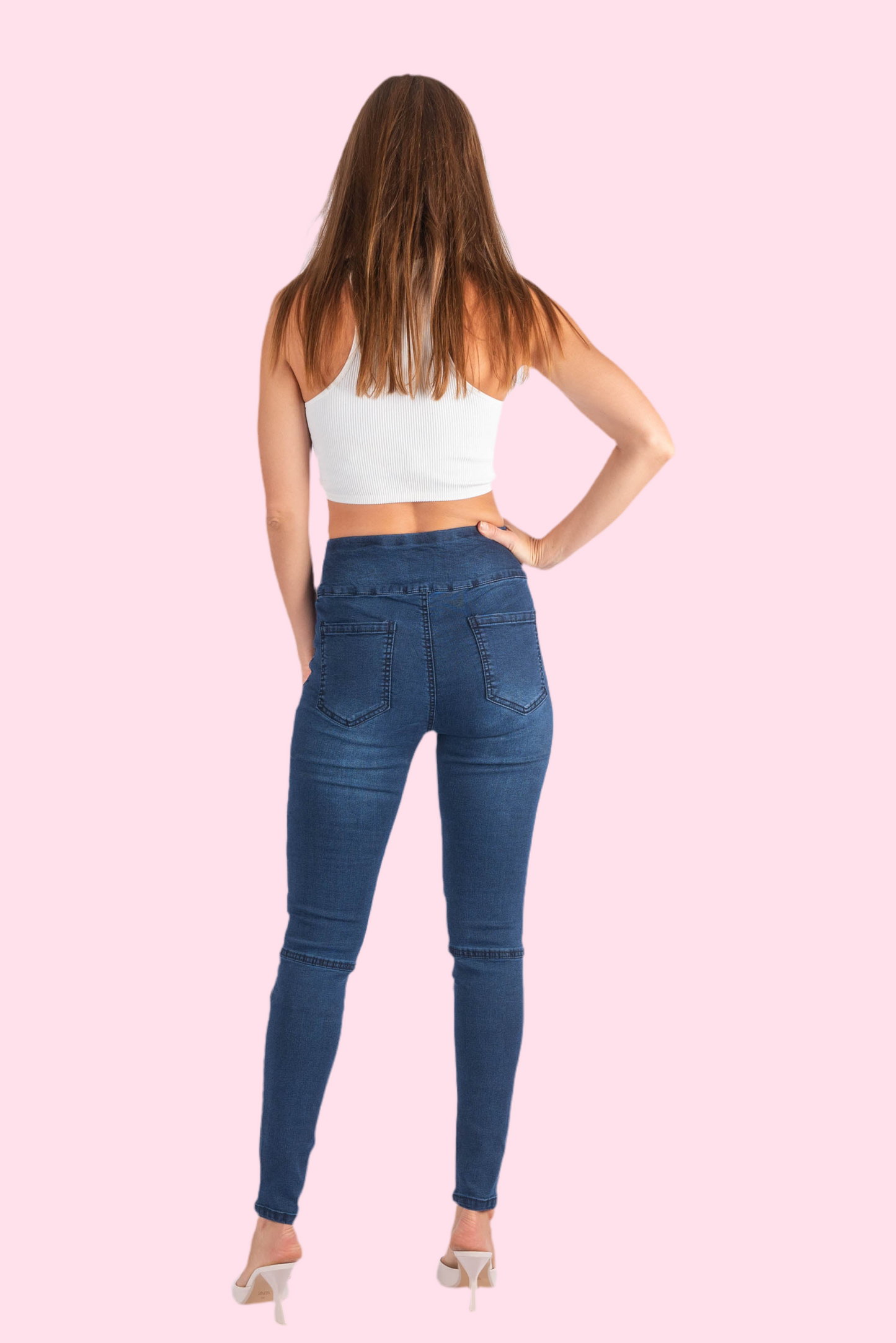 Pull On Biker Panel Jeans - NAVY