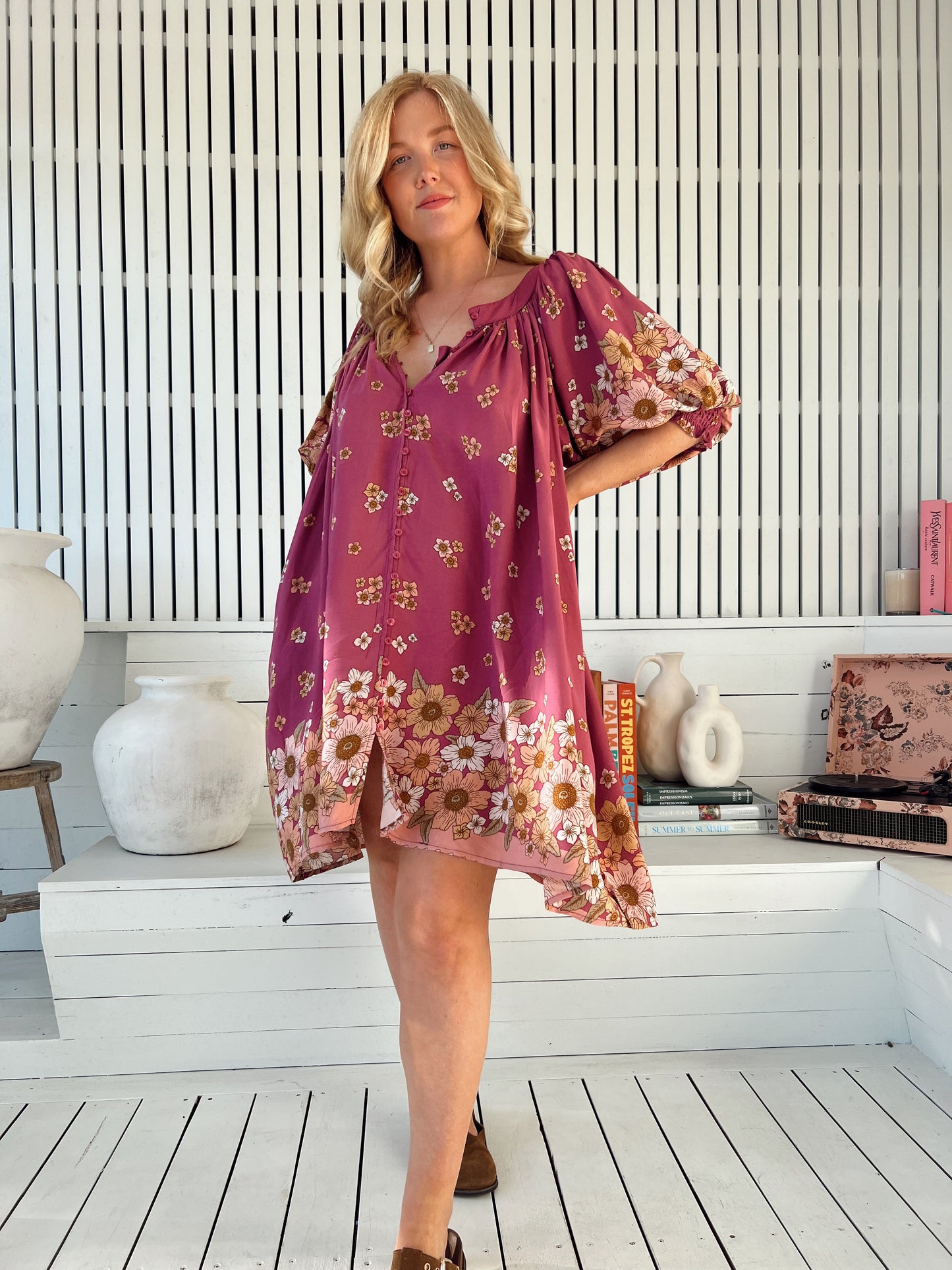 Evelyn Mini Dress - Bee Orchid