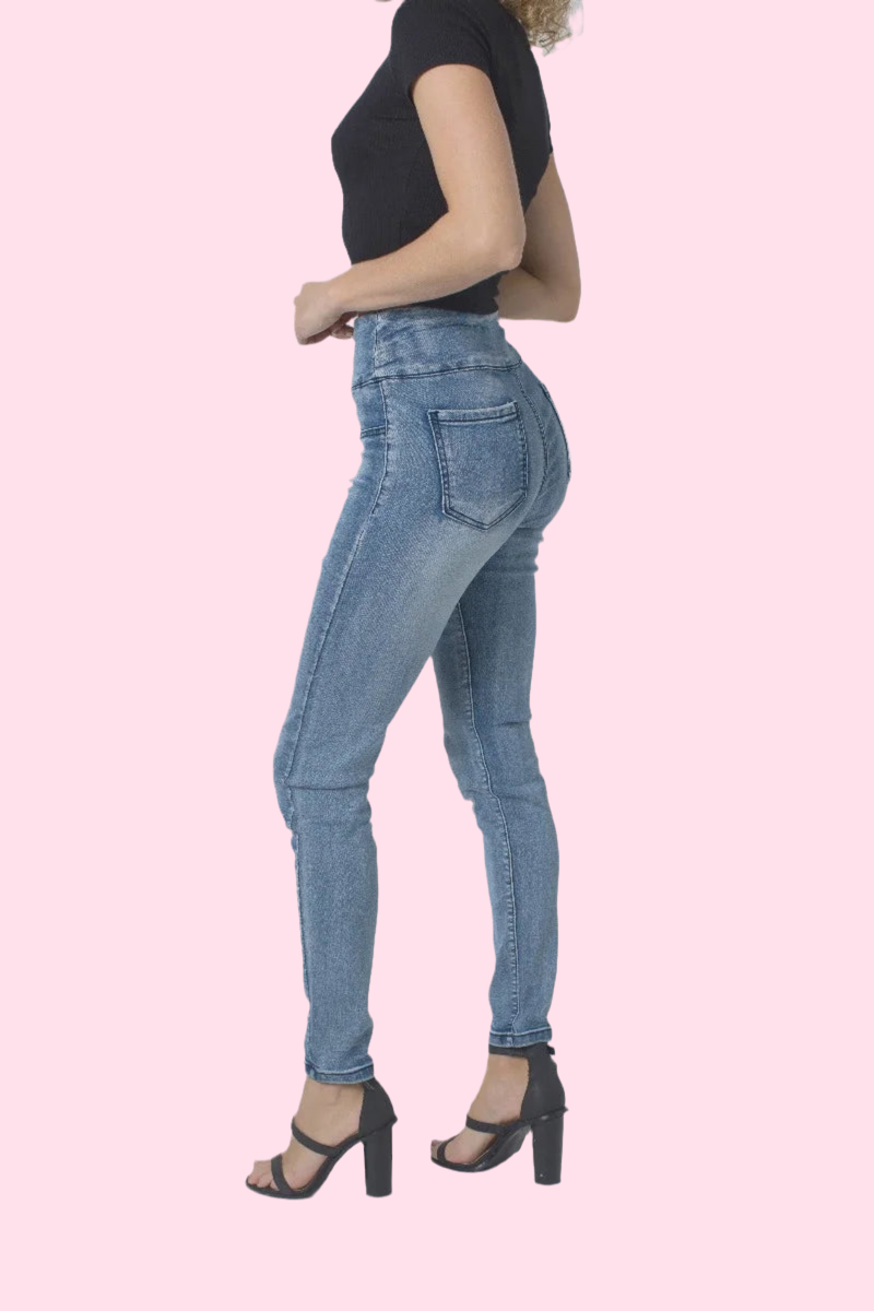 Pull On Mummy Jeans - LIGHT BLUE