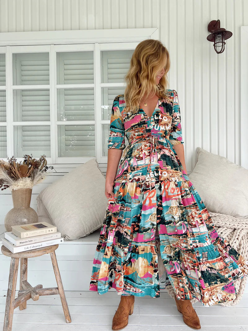 Tessa Maxi Dress - Rome Print