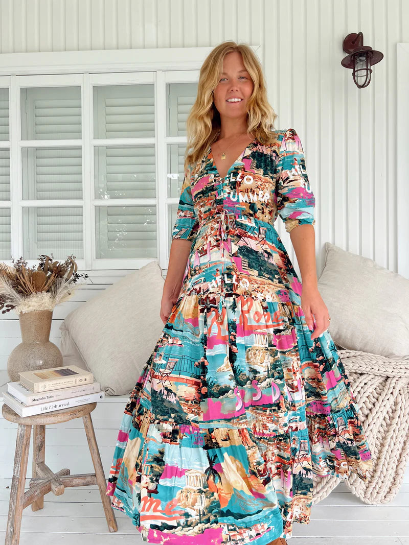 Tessa Maxi Dress - Rome Print