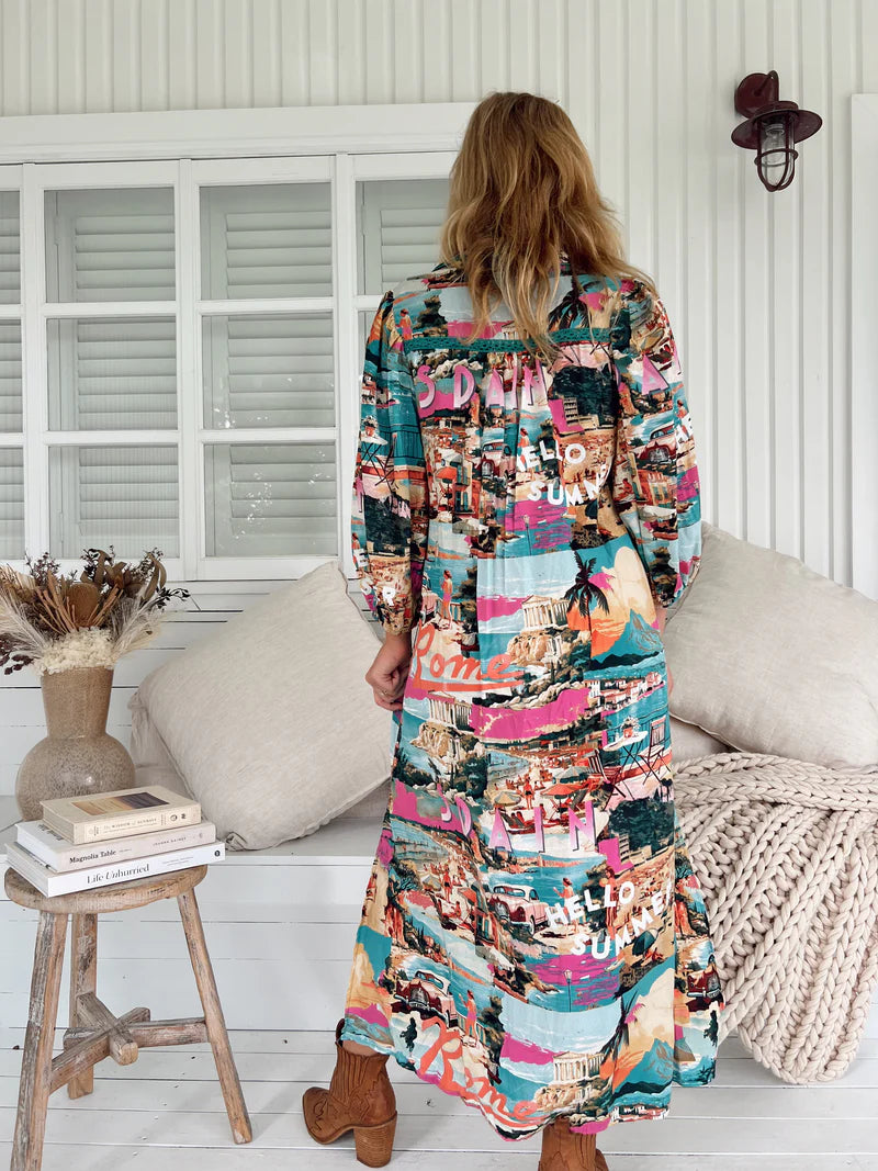Whitney Midi Dress - Rome Print