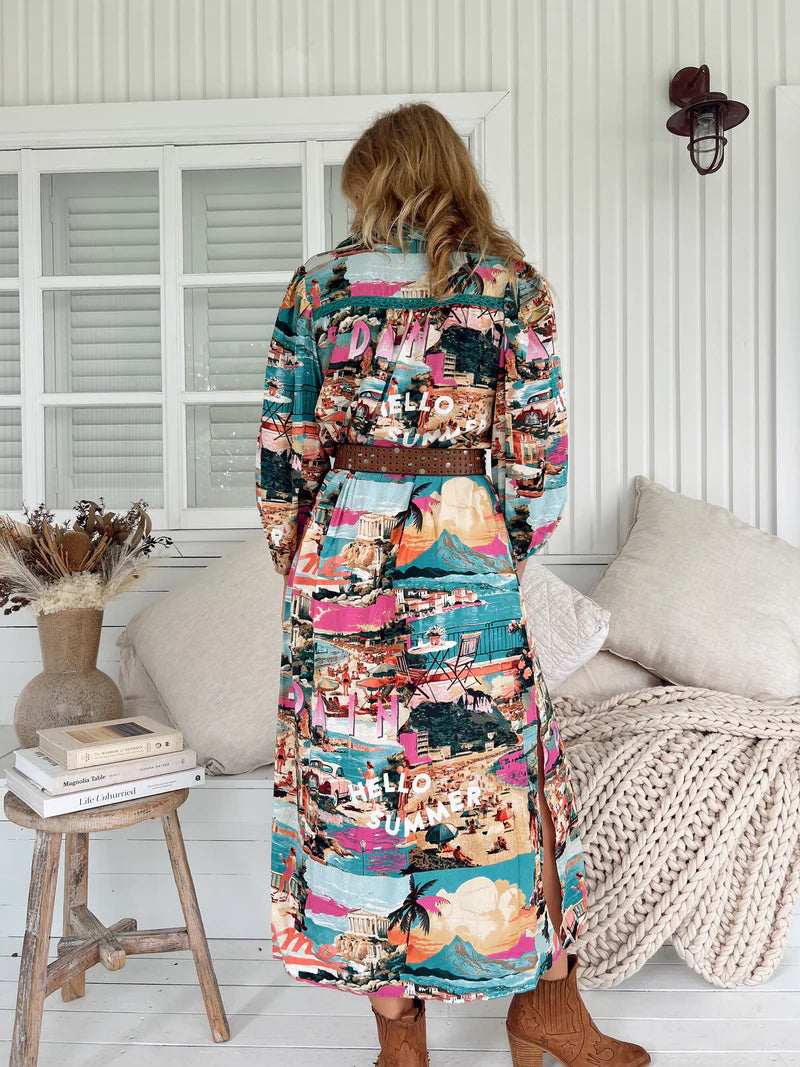 Whitney Midi Dress - Rome Print