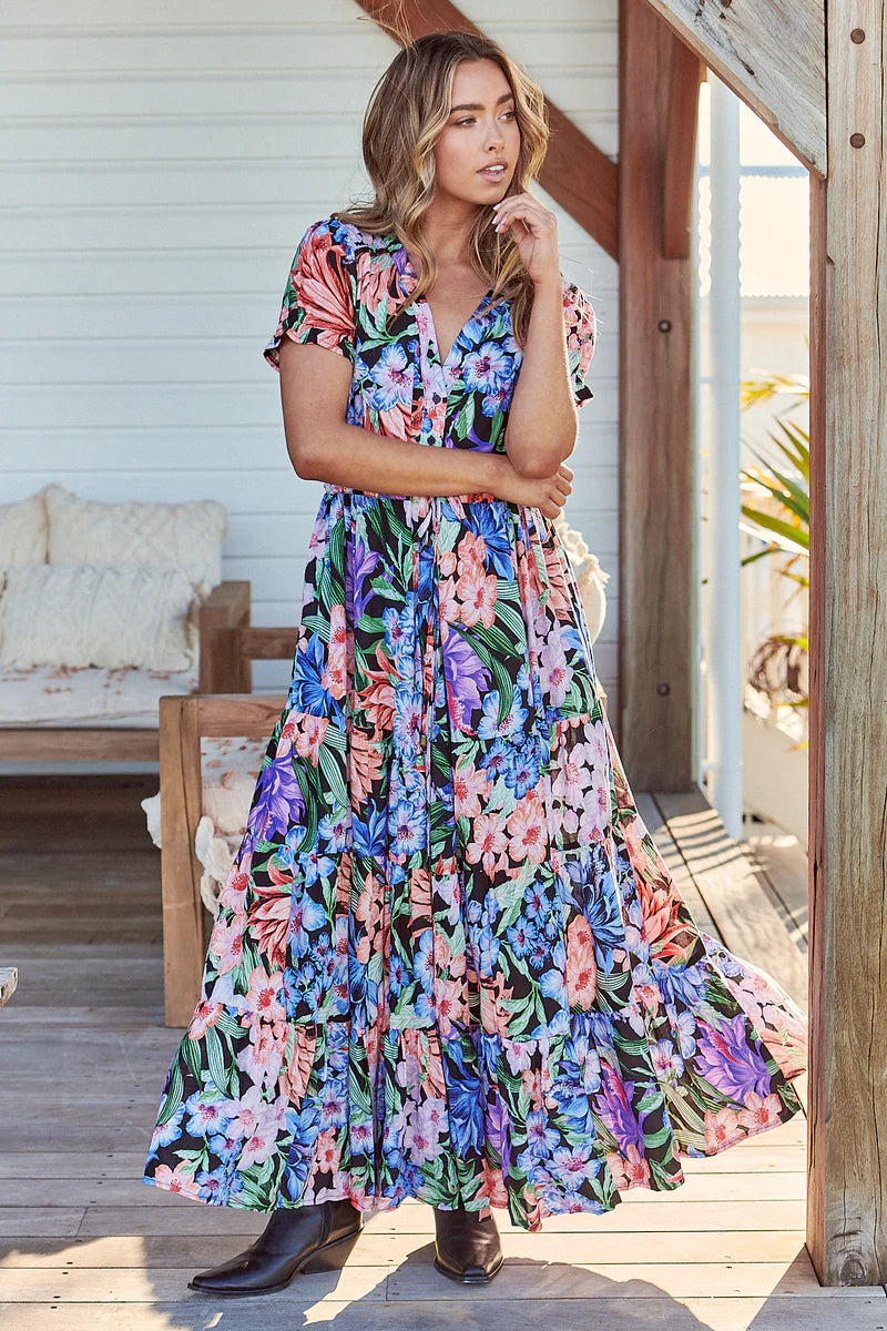 June Maxi Dress - Midnight Tropics