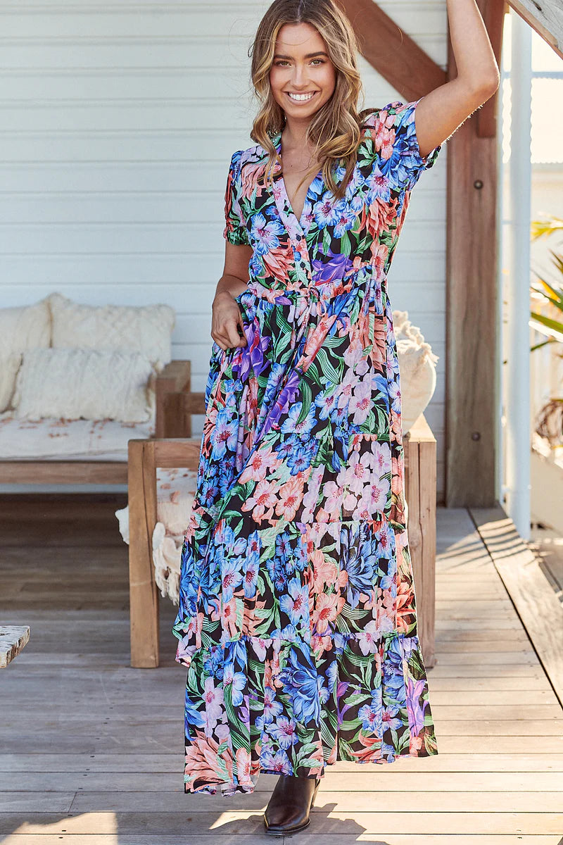 June Maxi Dress - Midnight Tropics