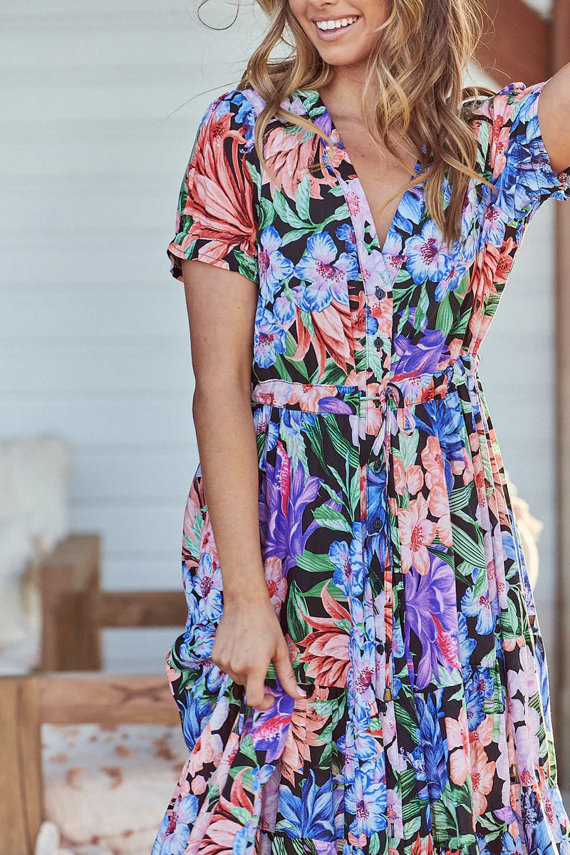 June Maxi Dress - Midnight Tropics