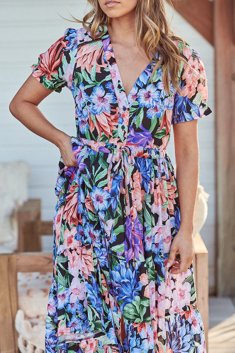 June Maxi Dress - Midnight Tropics