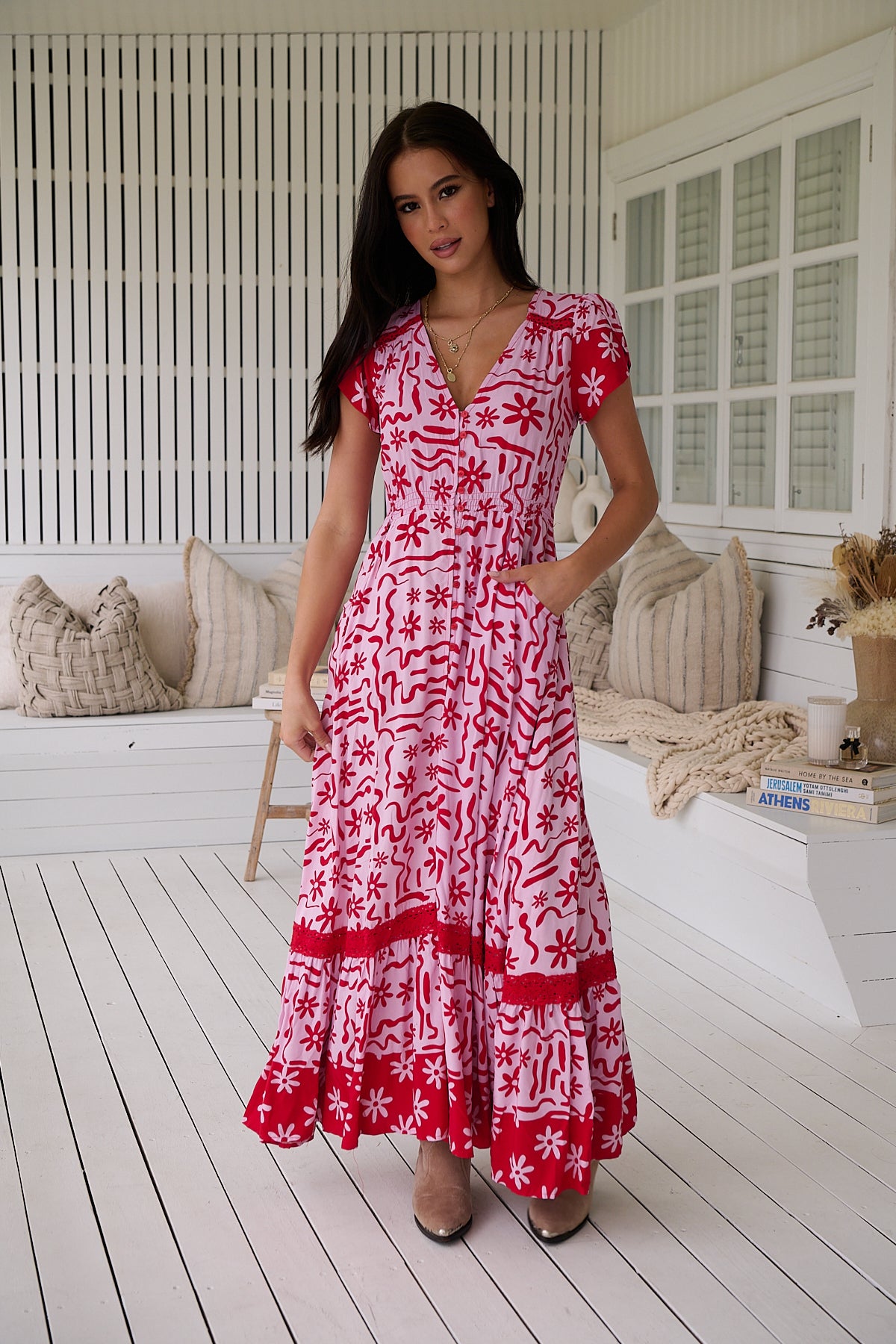 Carmen Maxi Dress - Strawberry Spritz