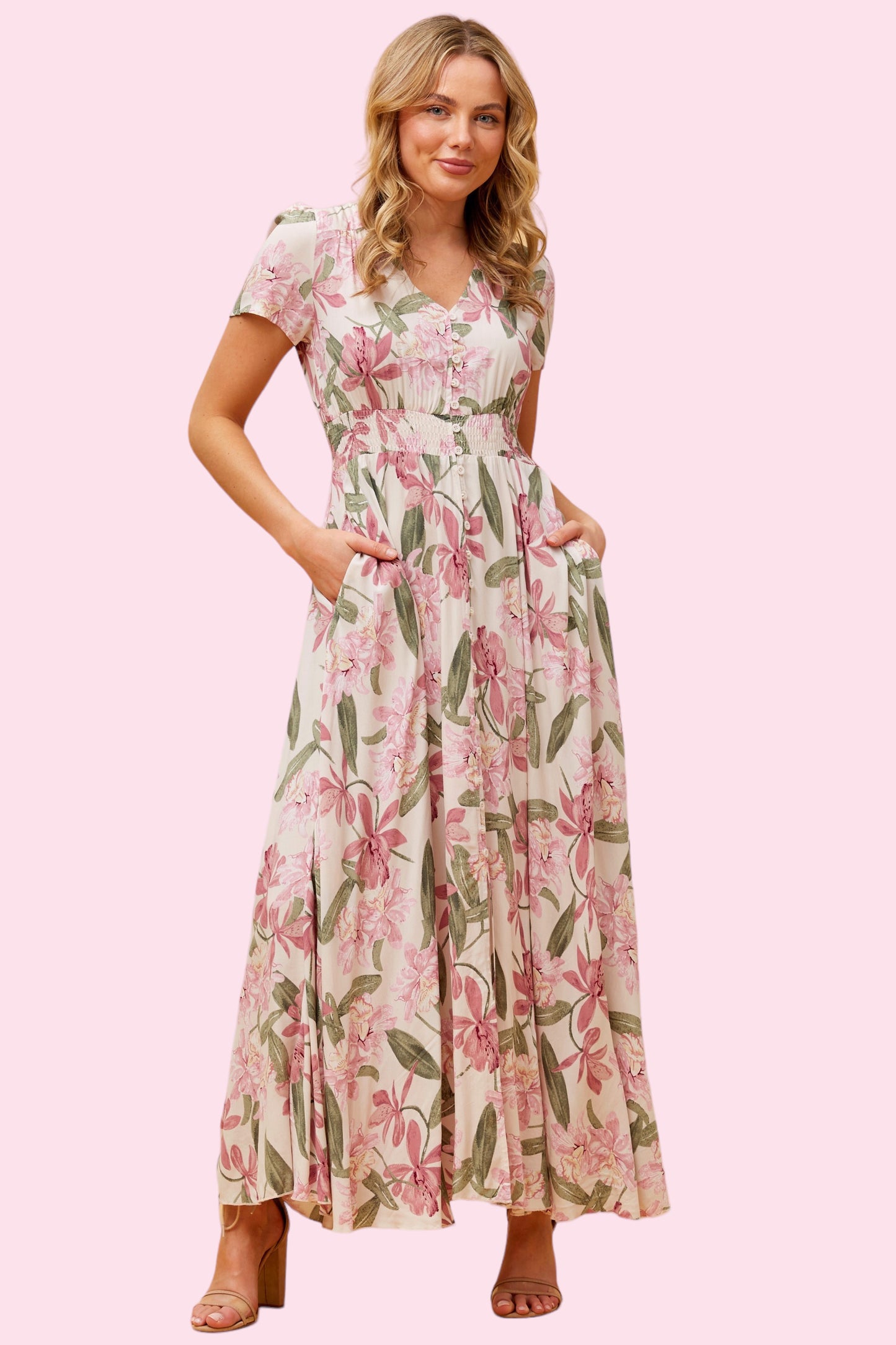 Anna Maxi Dress - Pink Floral