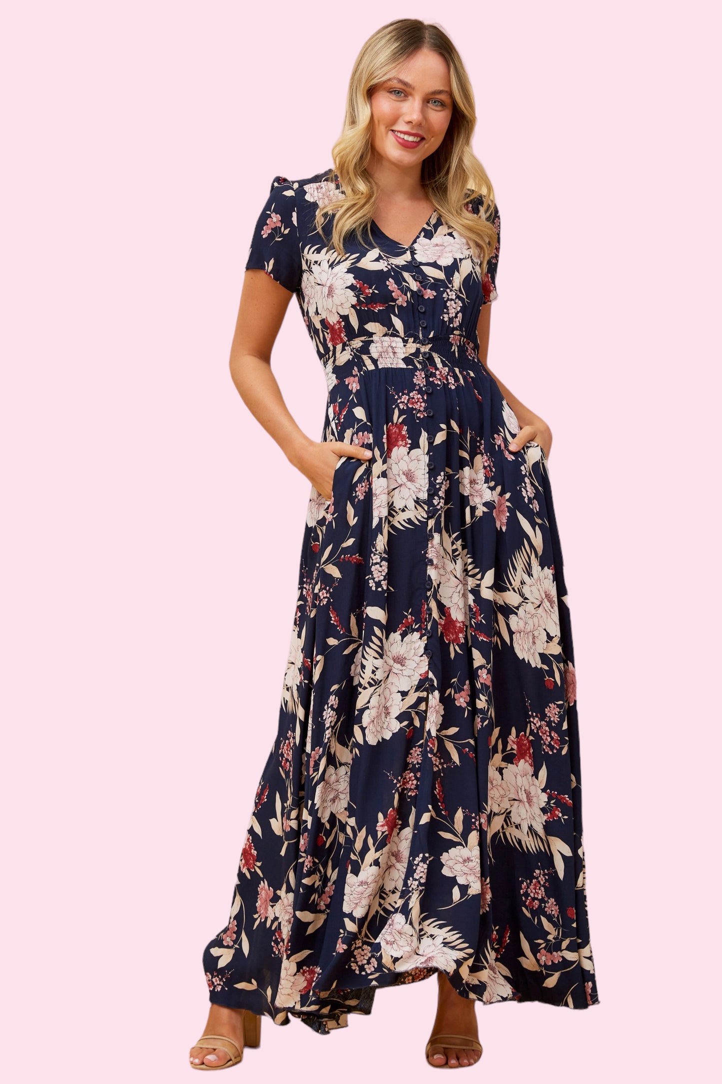 Anna Maxi Dress - Navy Floral