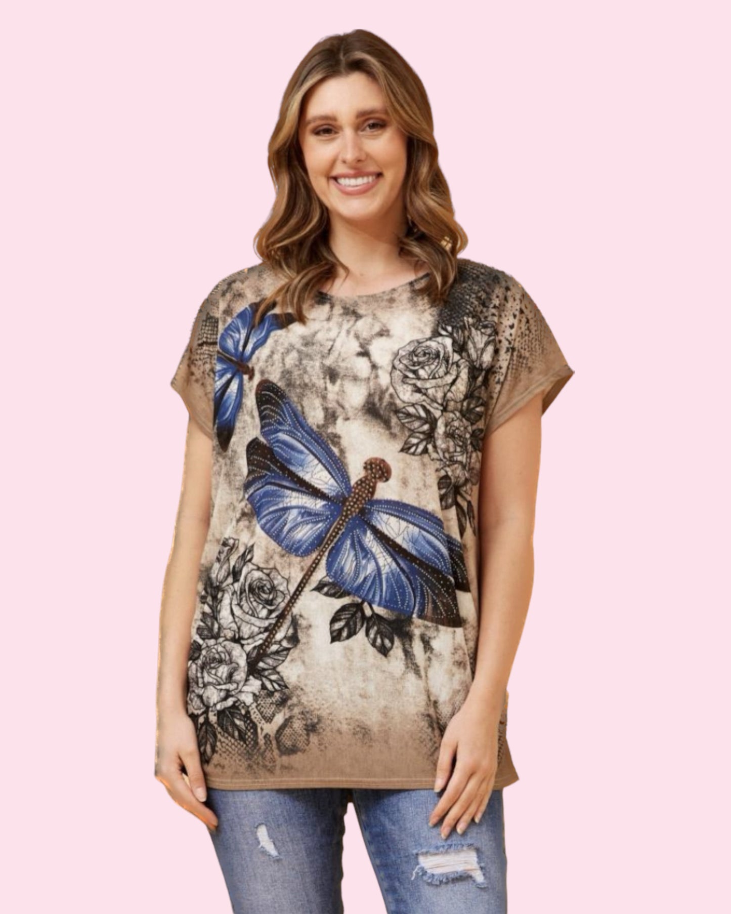 Danna Dragonfly Top - Beige
