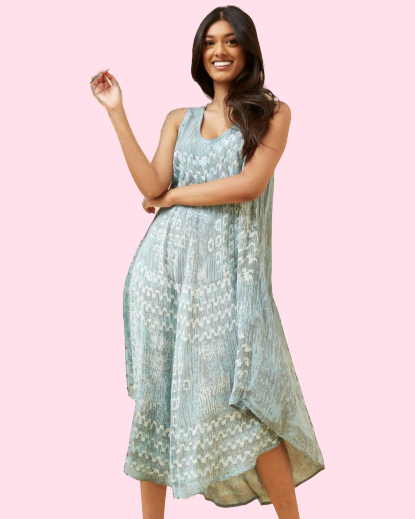 Aleah Umbrella Midi Dress AQUA