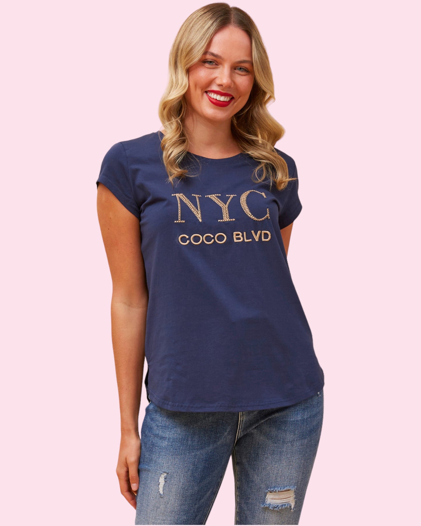 NYC Embroided Tee - Navy