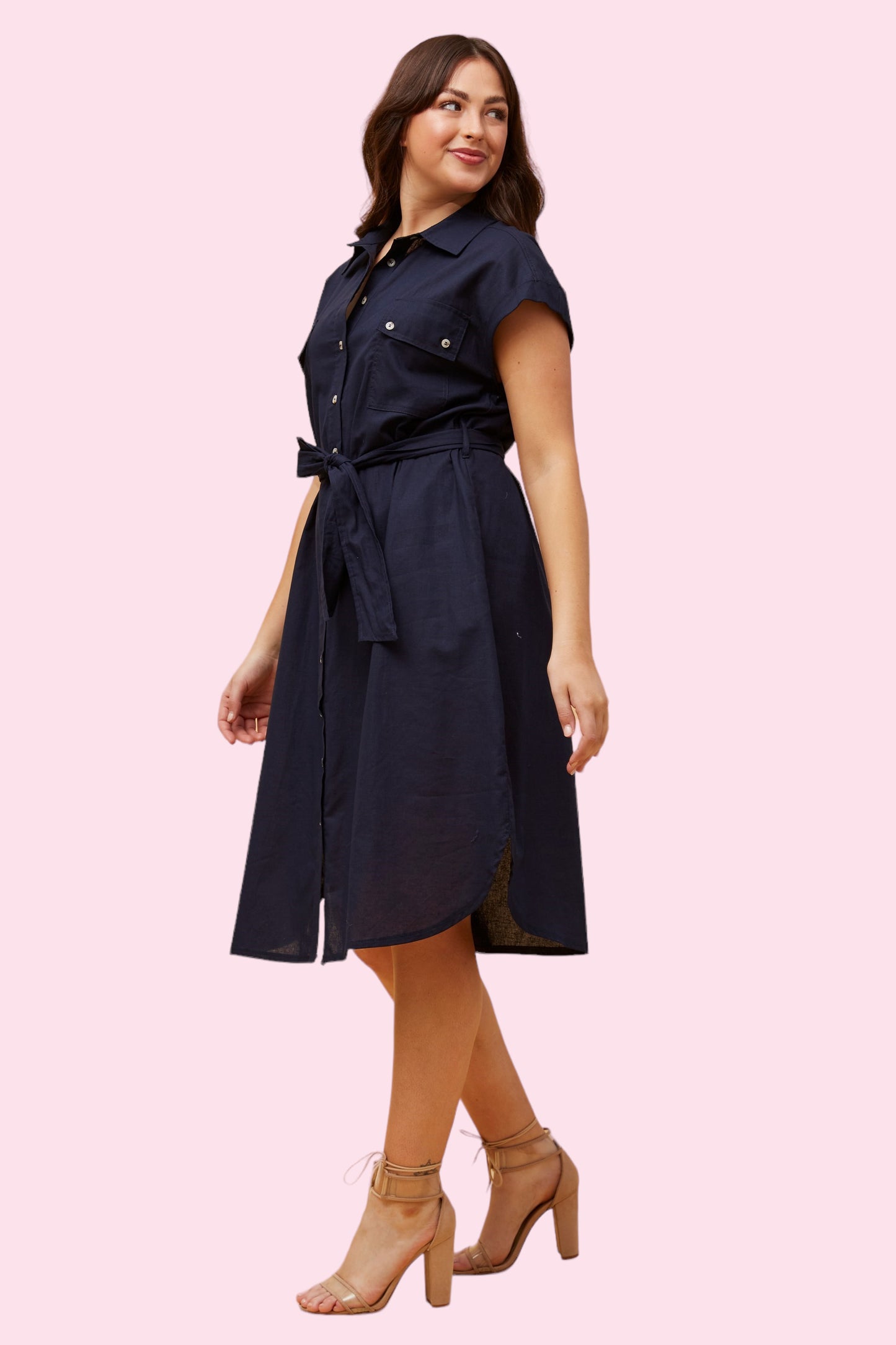 Addison Shirt Dress - NAVY