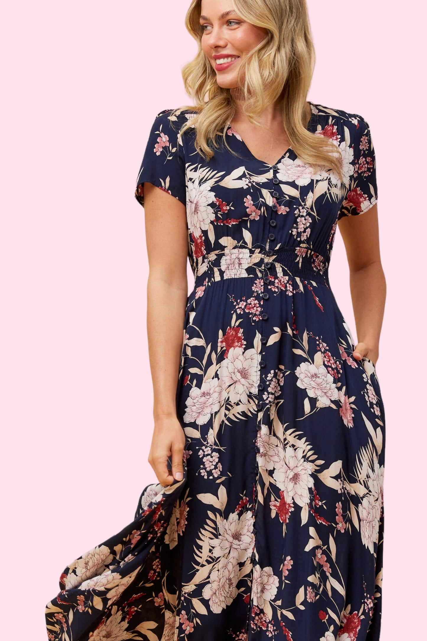 Anna Maxi Dress - Navy Floral