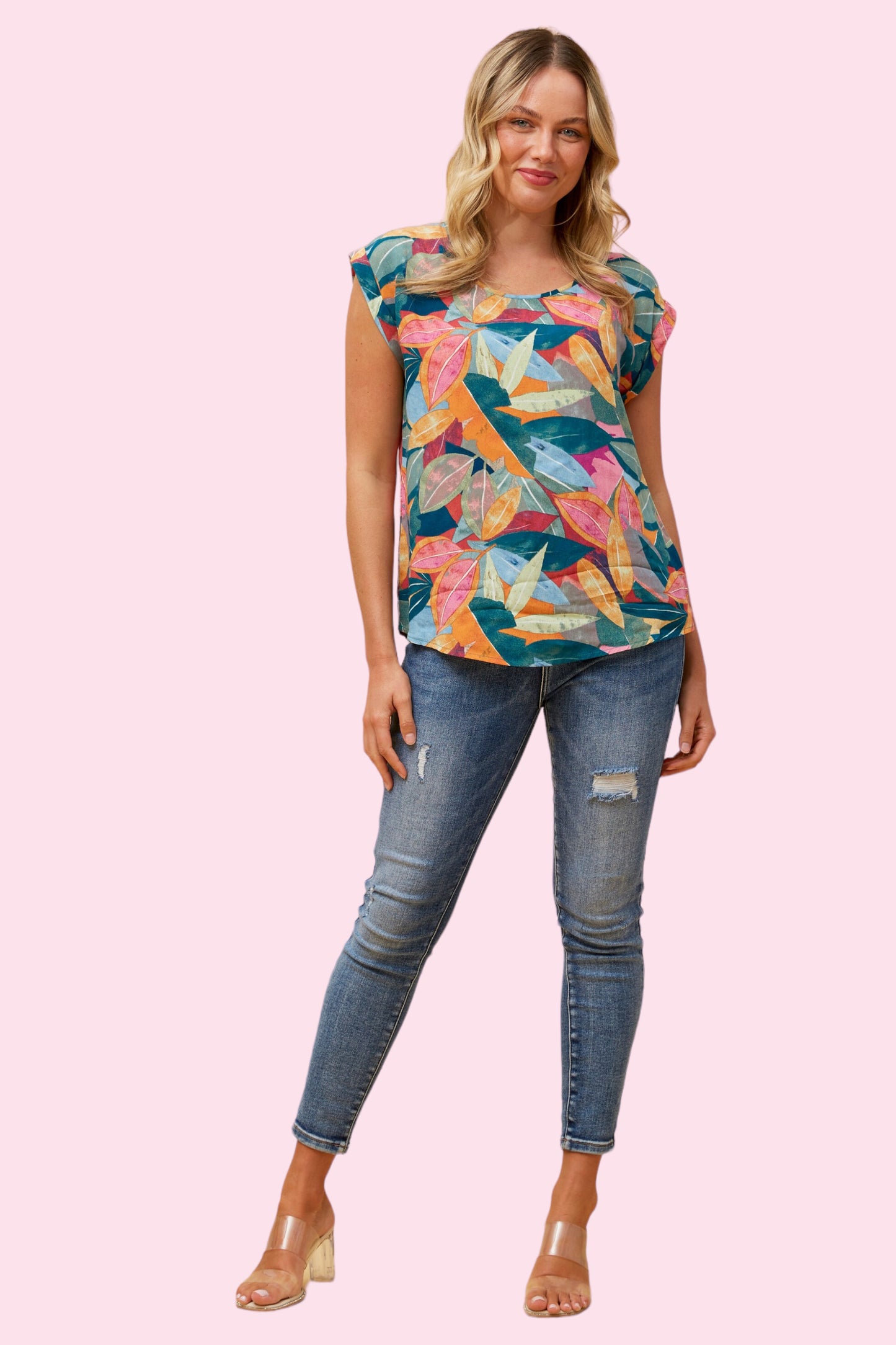 Tabitha Top - Leaf Print