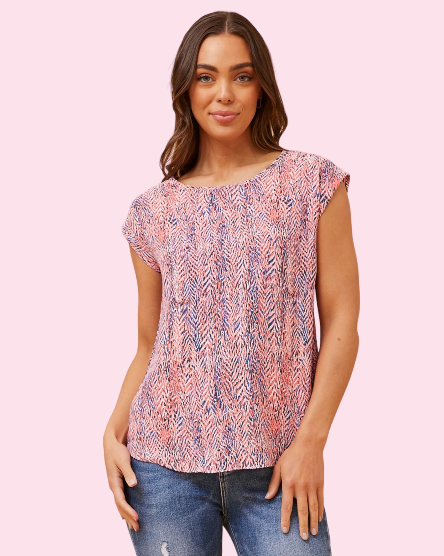 Tabitha Top - Multi Orange Print