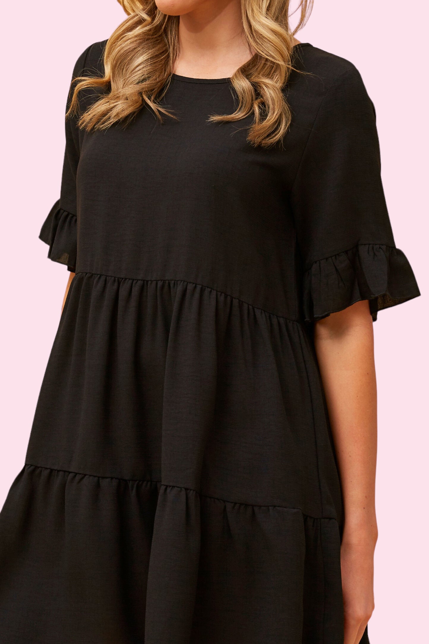 Babydoll Tiered Dress - Black