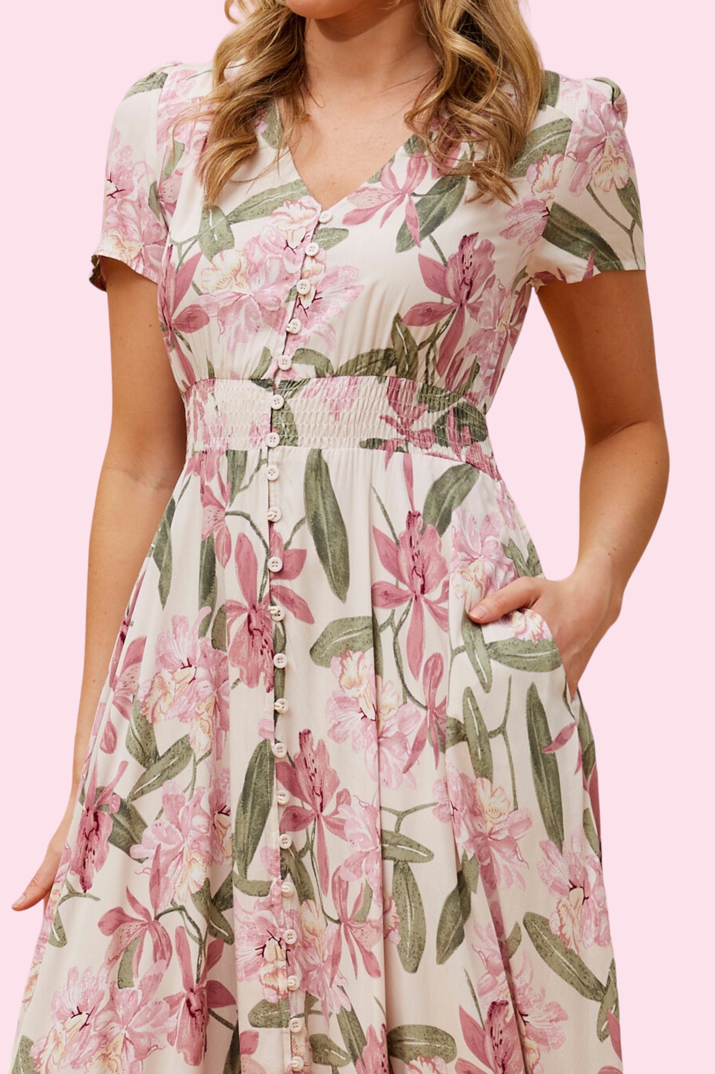 Anna Maxi Dress - Pink Floral