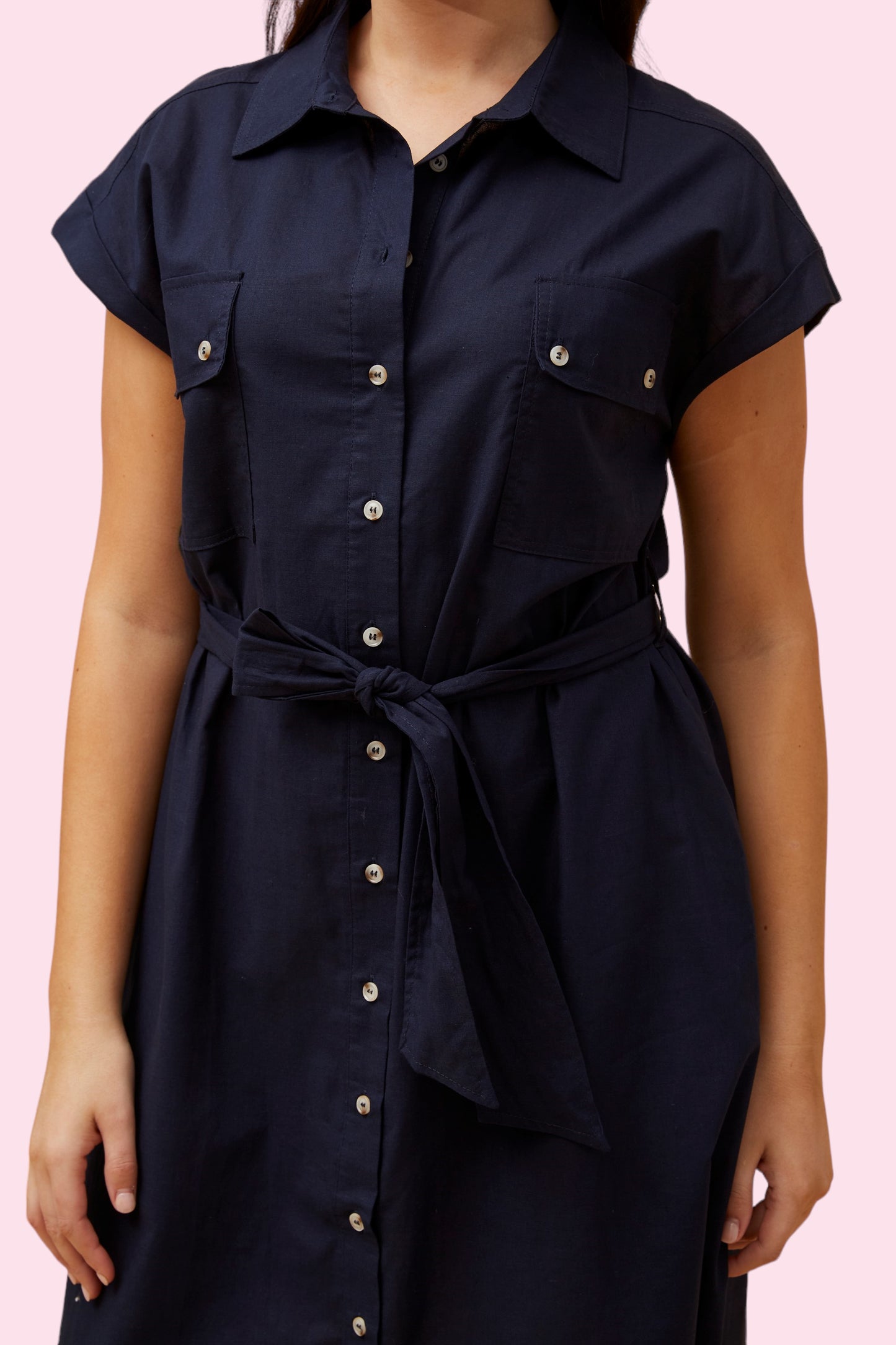 Addison Shirt Dress - NAVY
