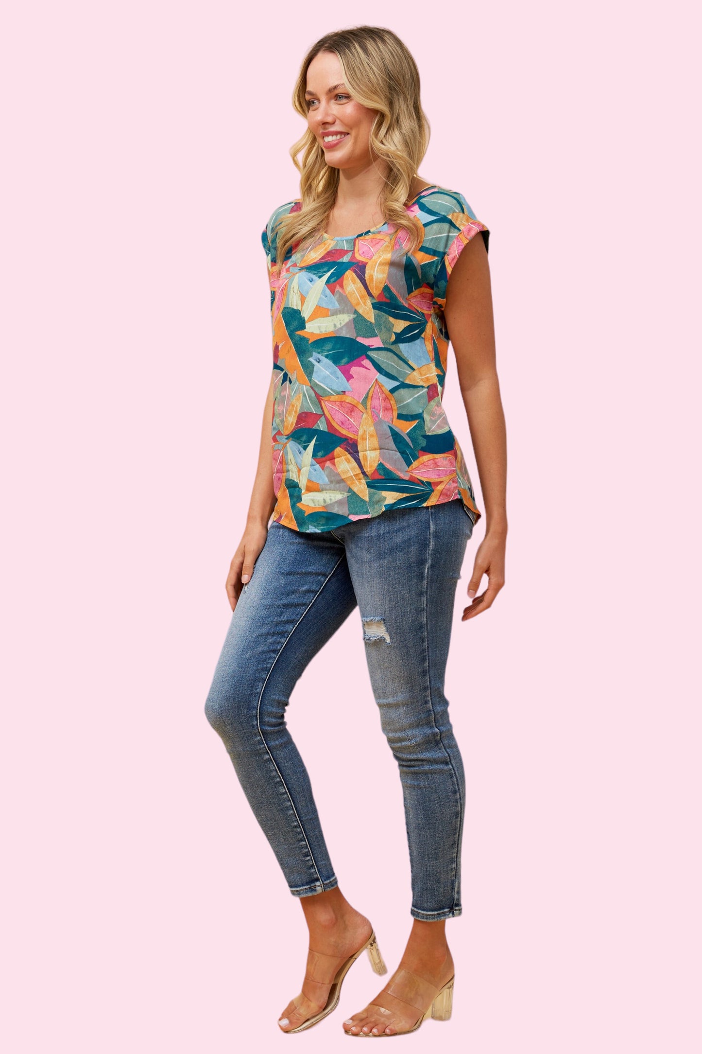 Tabitha Top - Leaf Print