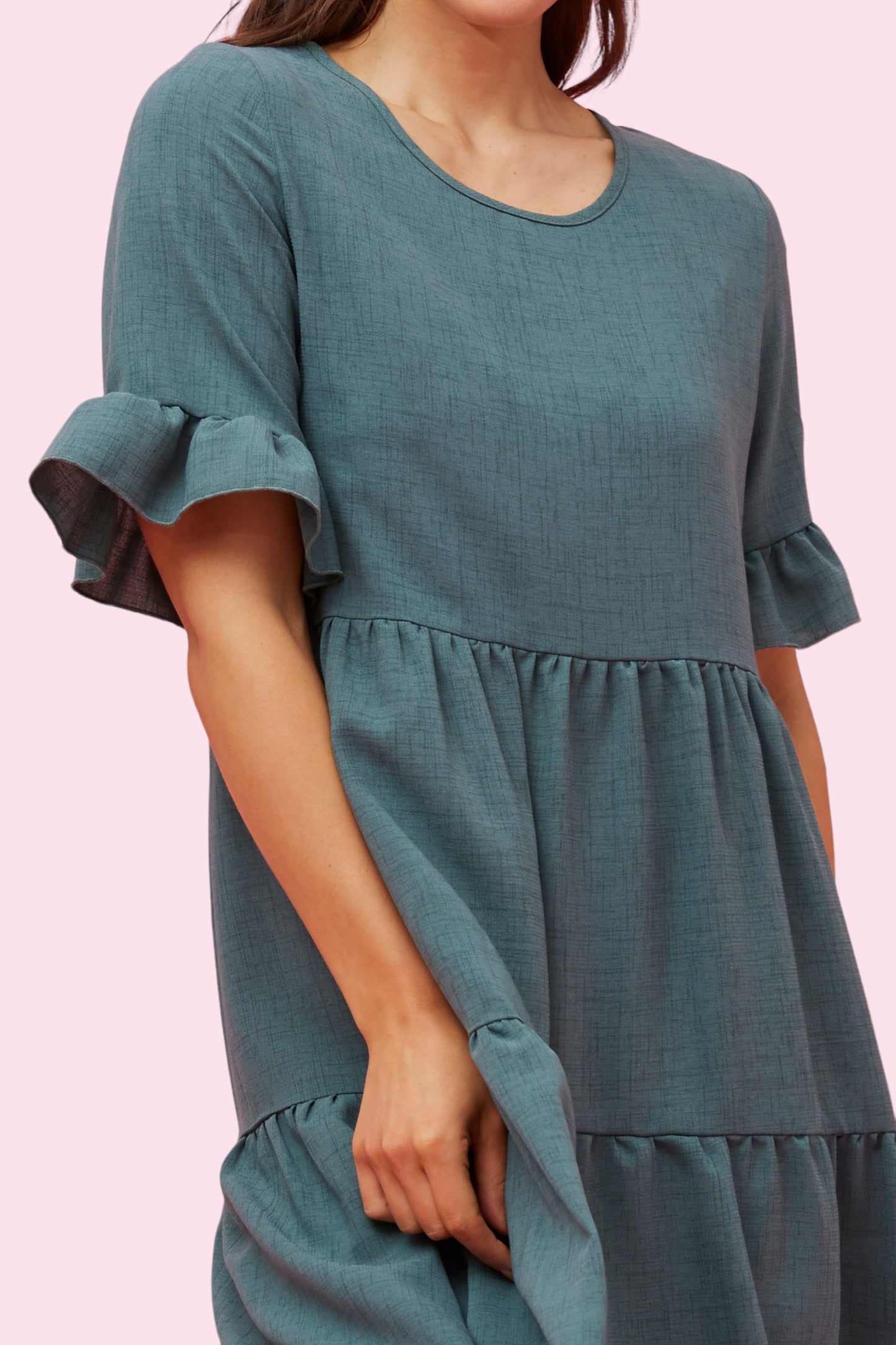 Babydoll Tiered Dress - Emerald