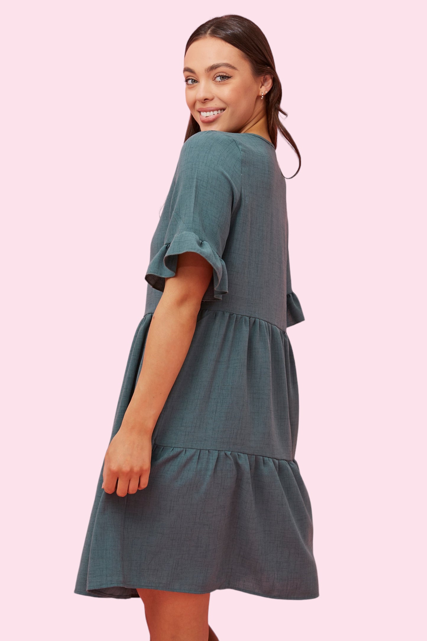Babydoll Tiered Dress - Emerald