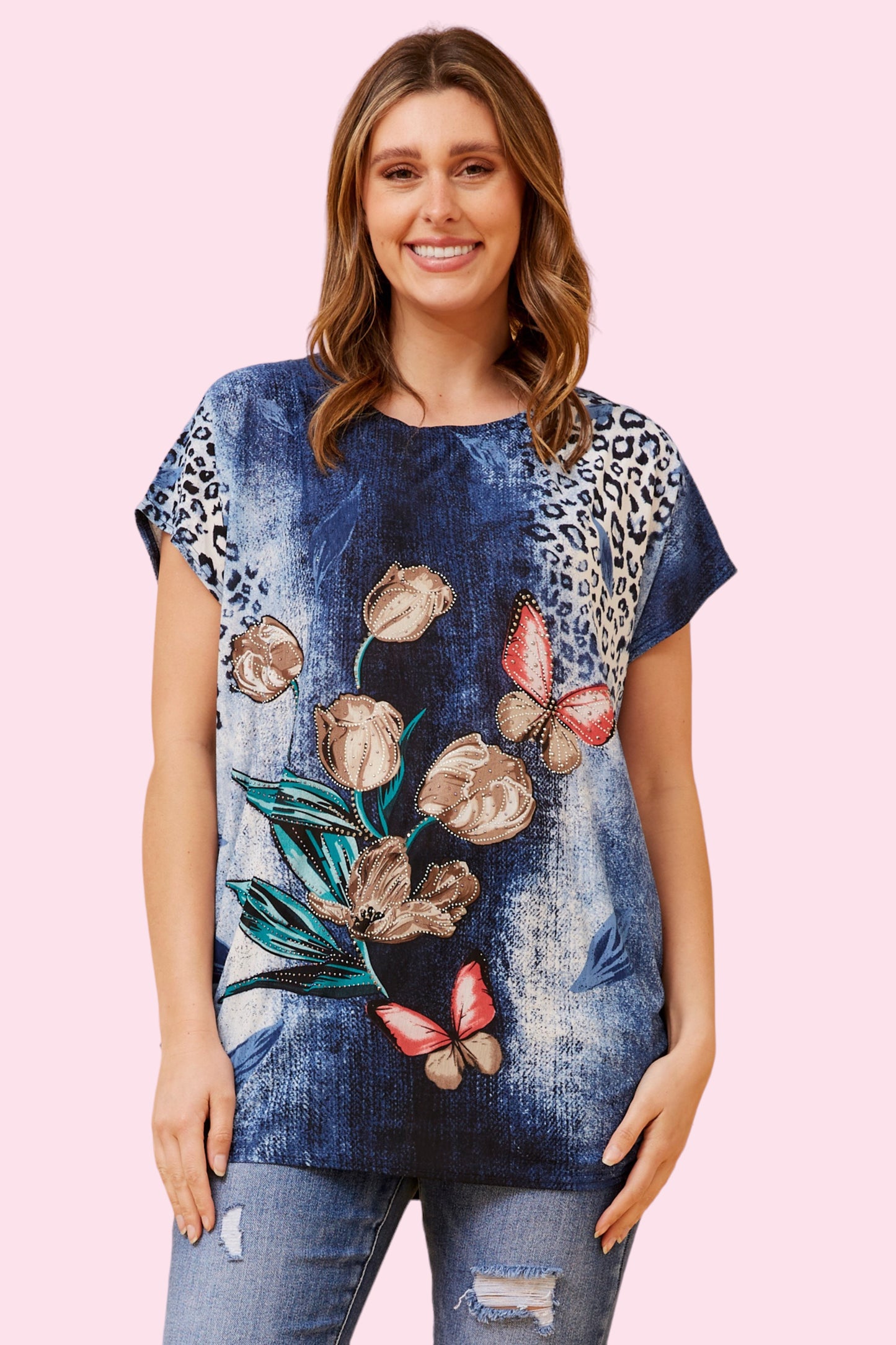Lina Butterfly Top - Blue