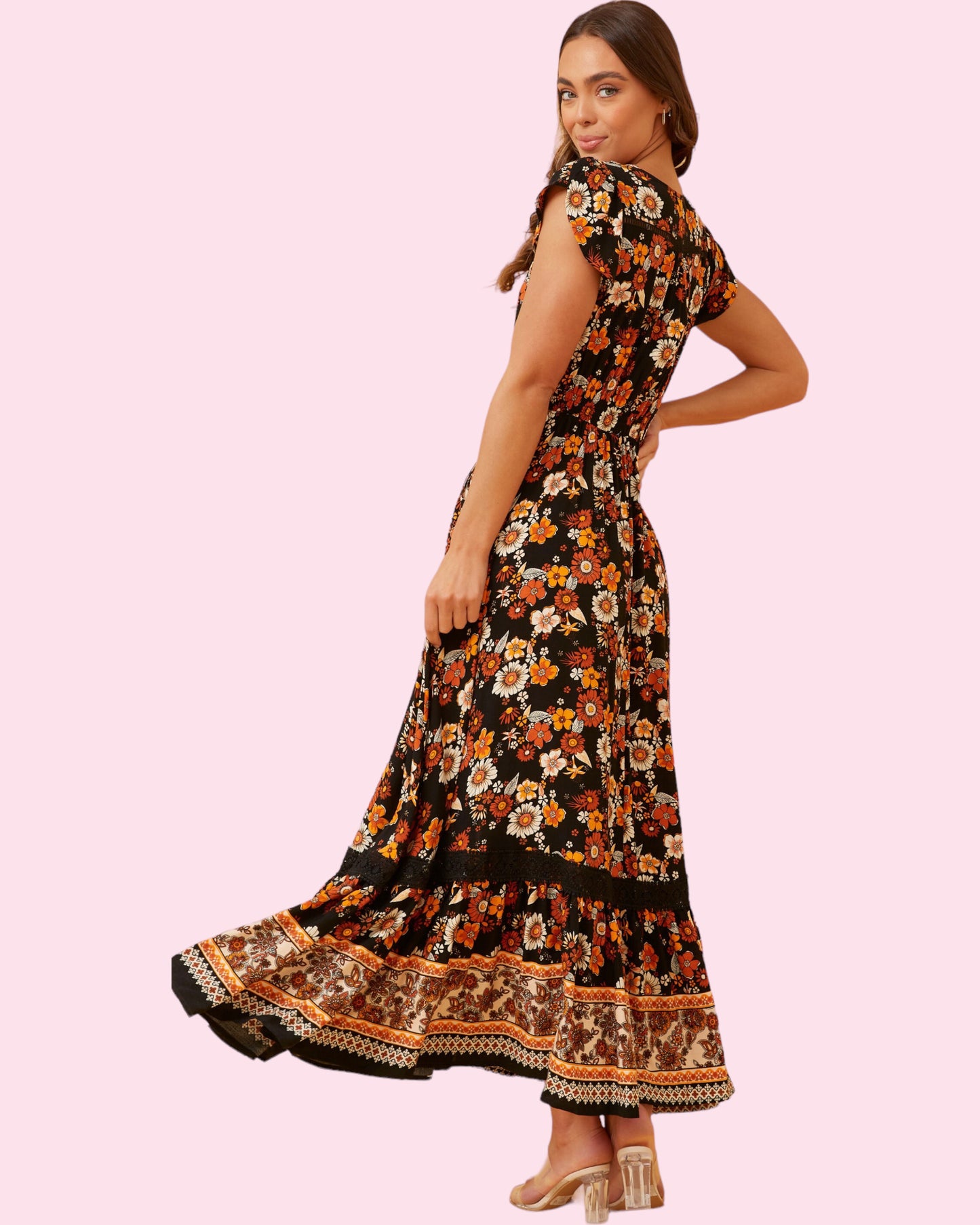 Cleo Maxi - Black/Orange