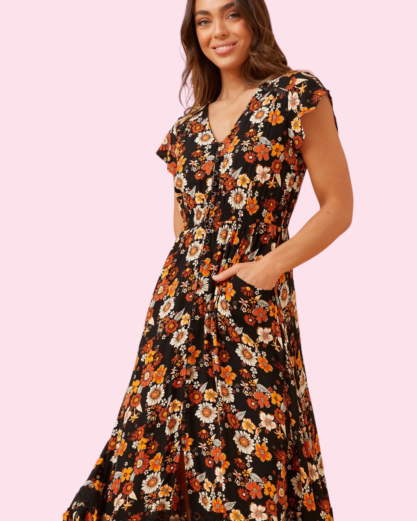 Cleo Maxi - Black/Orange