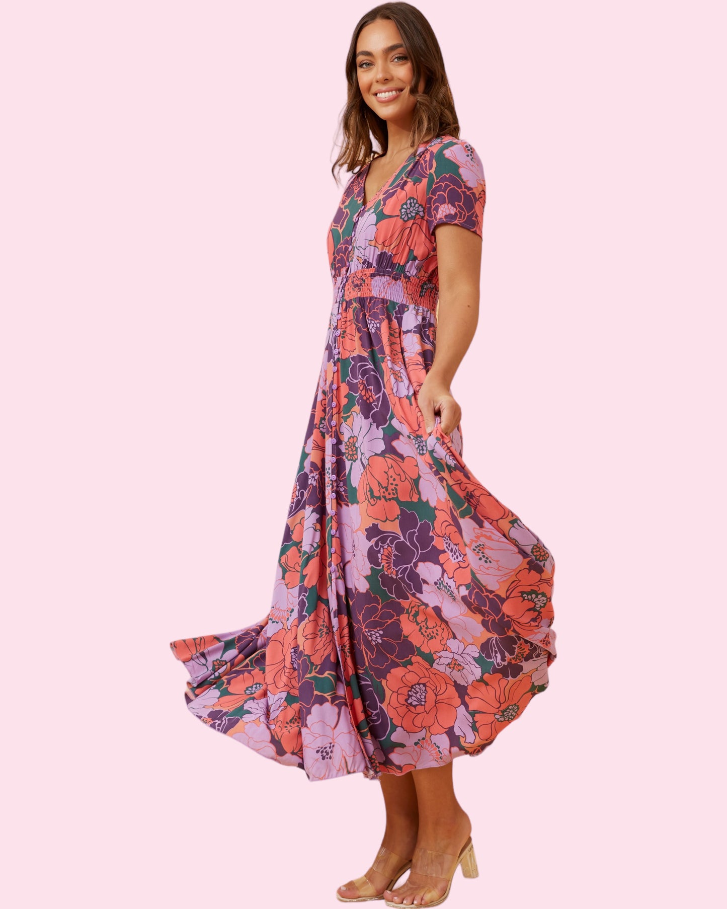 Anna Maxi Dress - Purple Floral