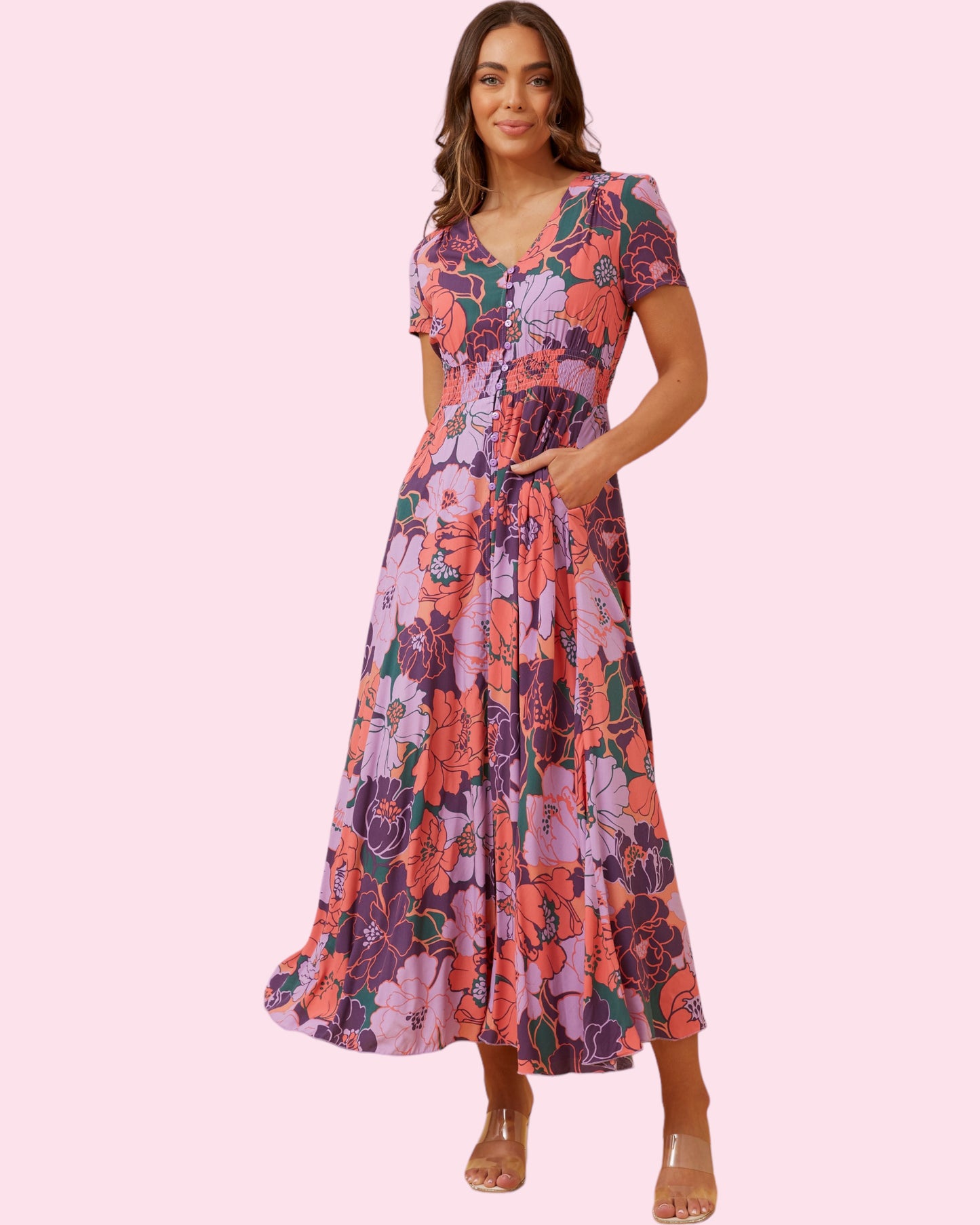 Anna Maxi Dress - Purple Floral