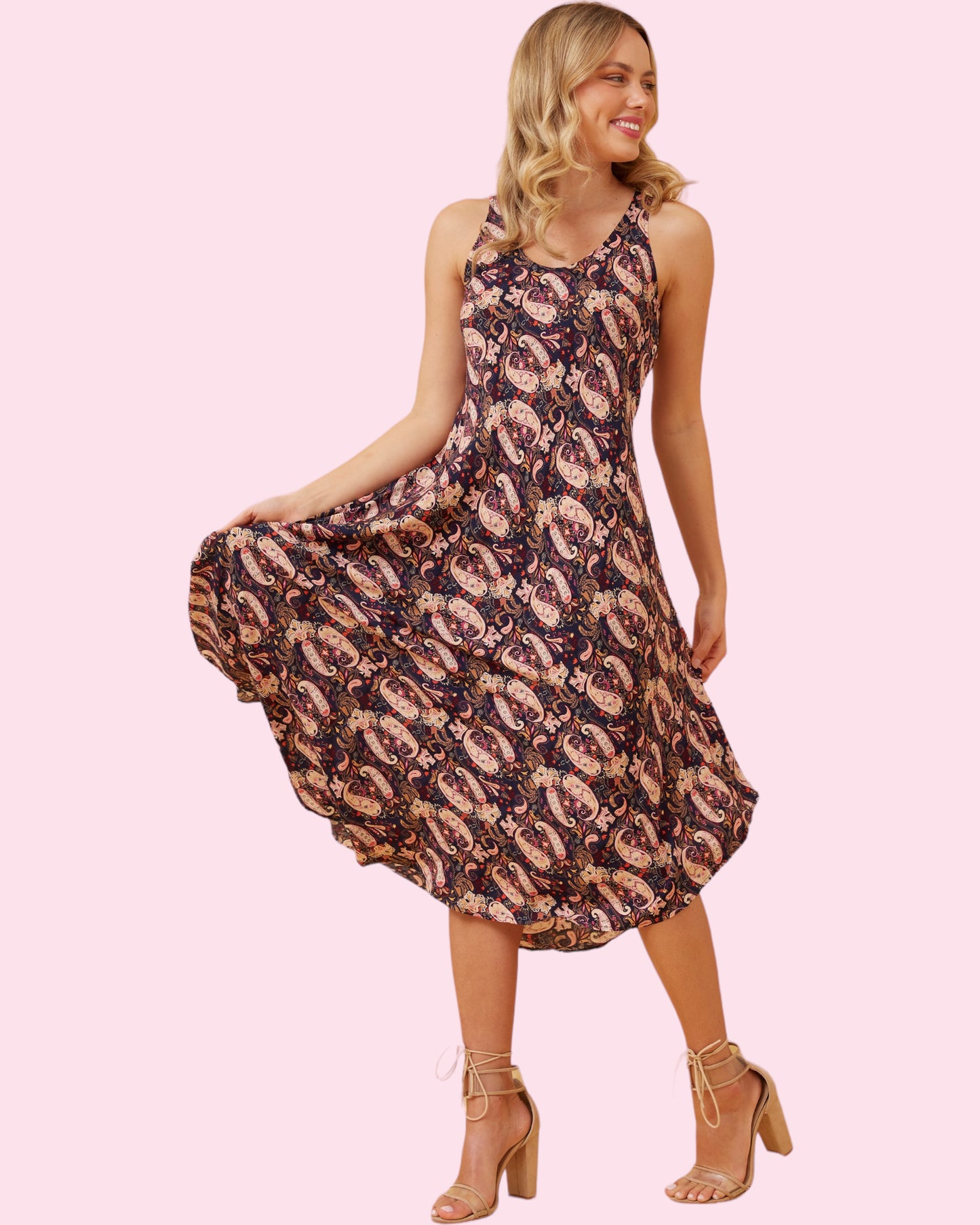 Maya Umbrella Dress - PINK/NAVY