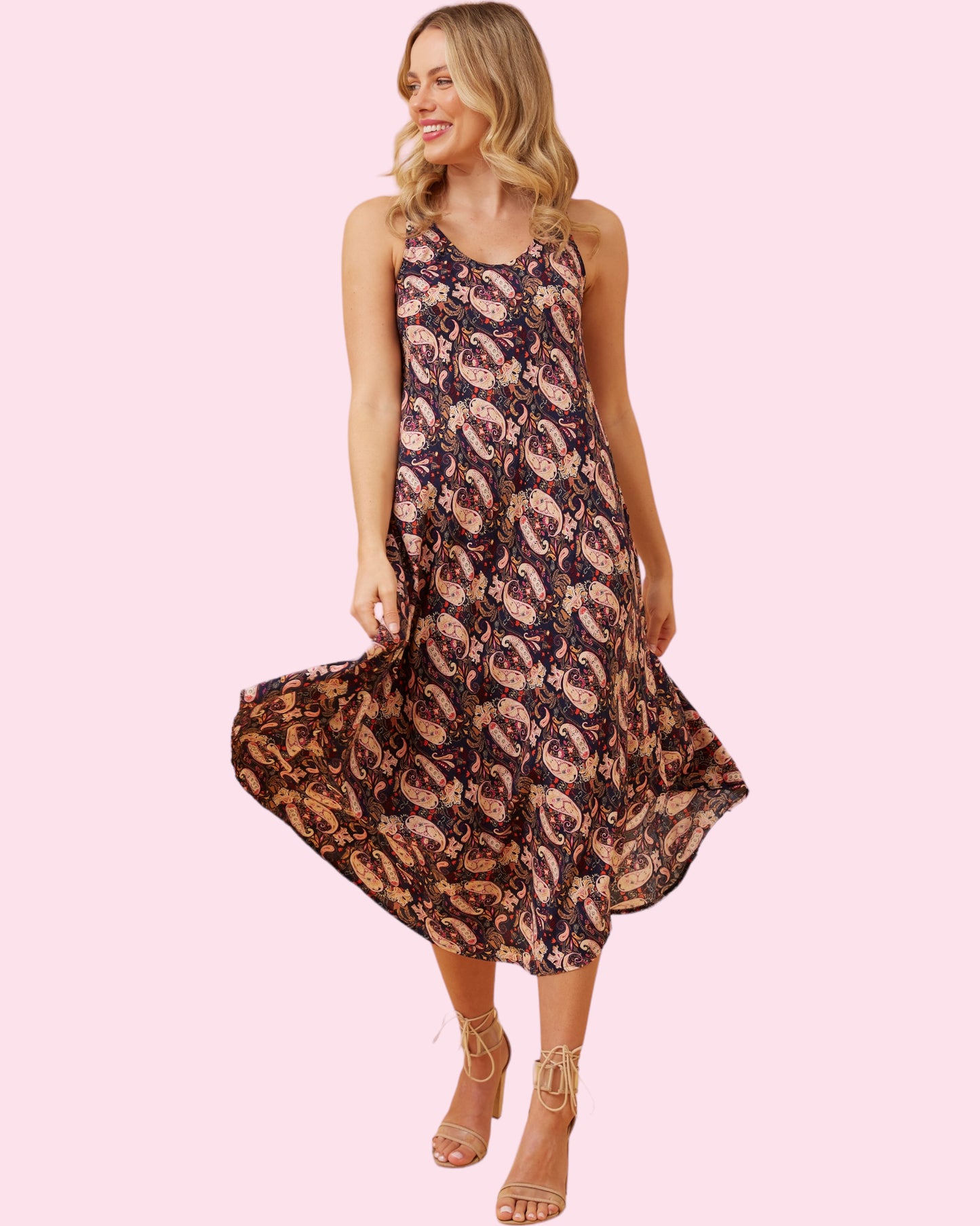 Maya Umbrella Dress - PINK/NAVY