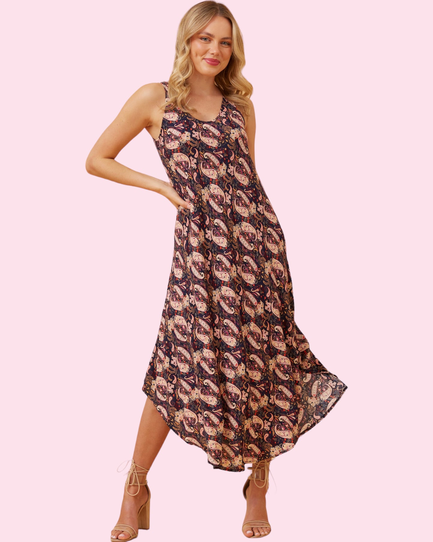 Maya Umbrella Dress - PINK/NAVY