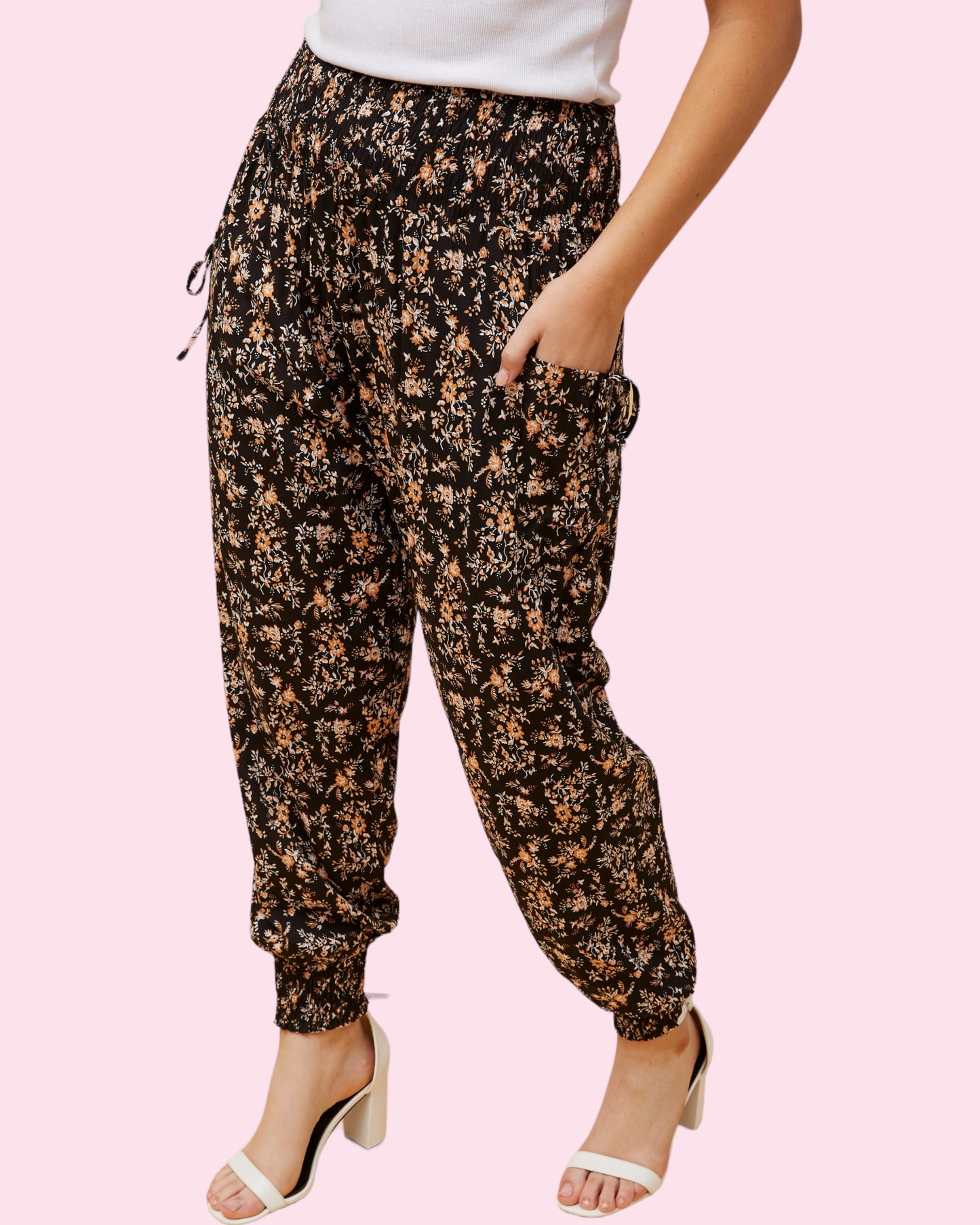Harem Pant BLACK/BROWN PRINT
