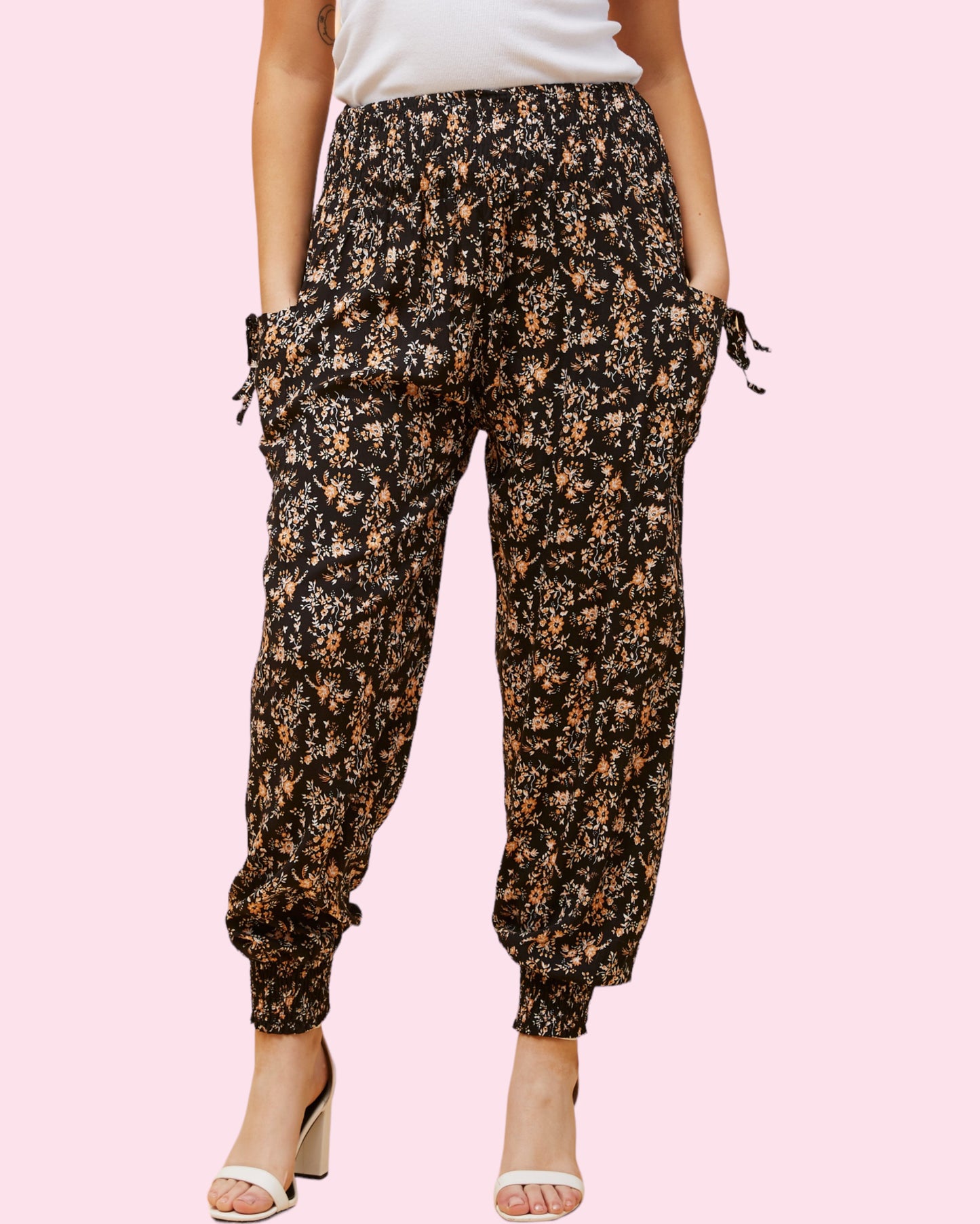 Harem Pant BLACK/BROWN PRINT