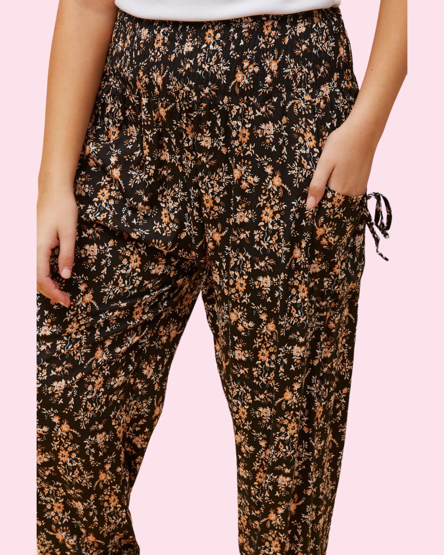 Harem Pant BLACK/BROWN PRINT