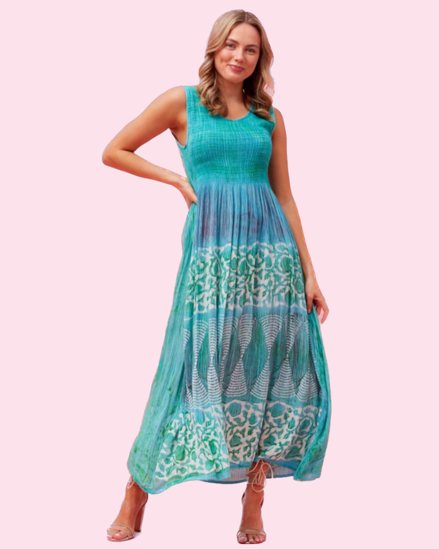 Lillian Maxi Dress MULTI AQUA/GREEN
