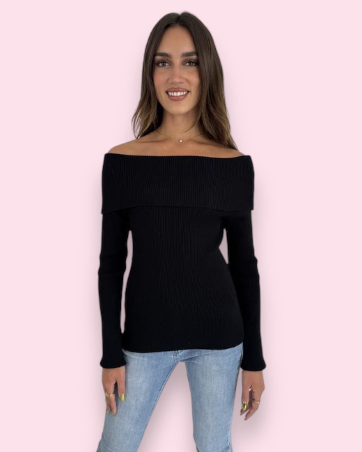 Shaelie Off Shoulder Knit - Black