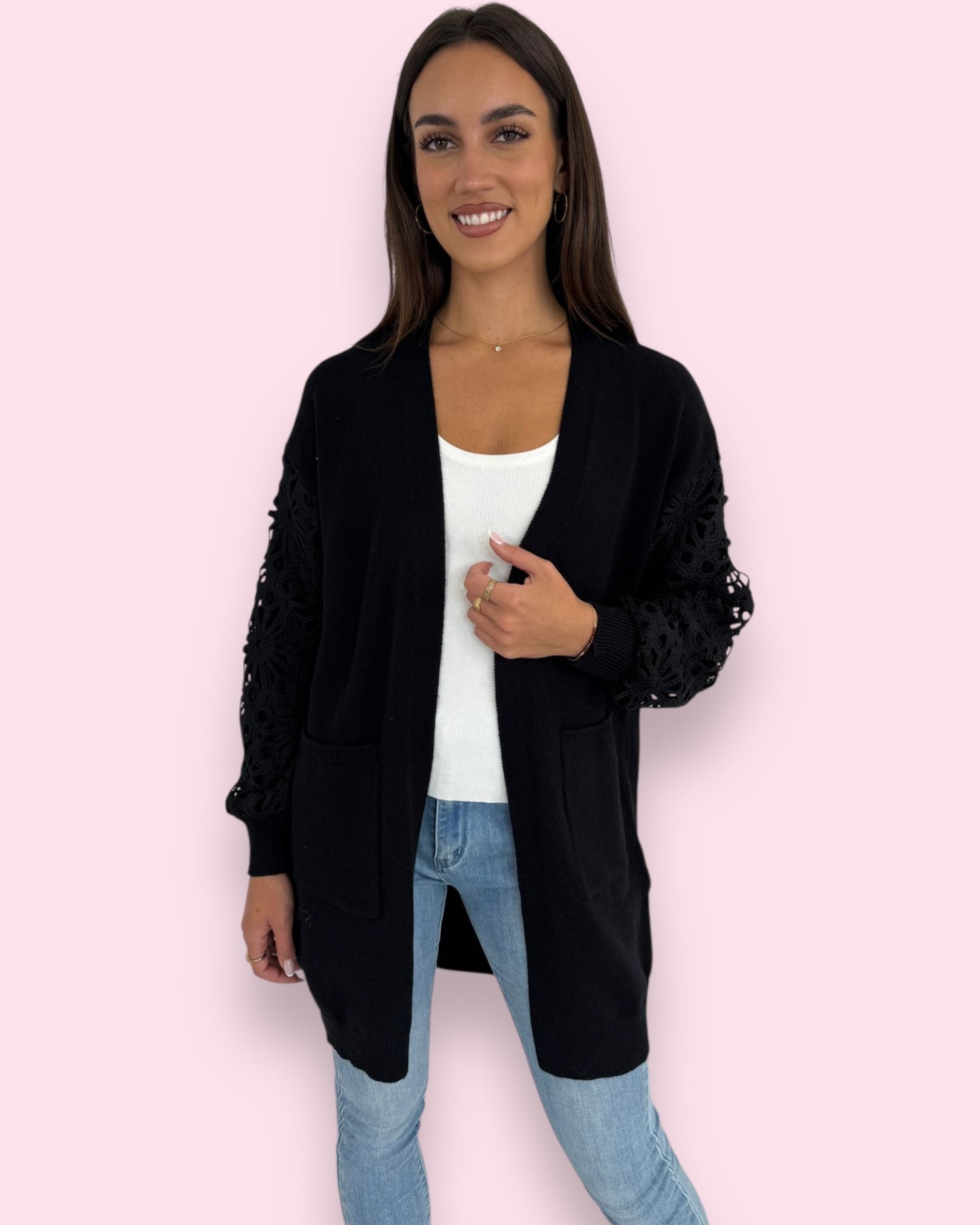 Aleena Lace Cardigan - Black