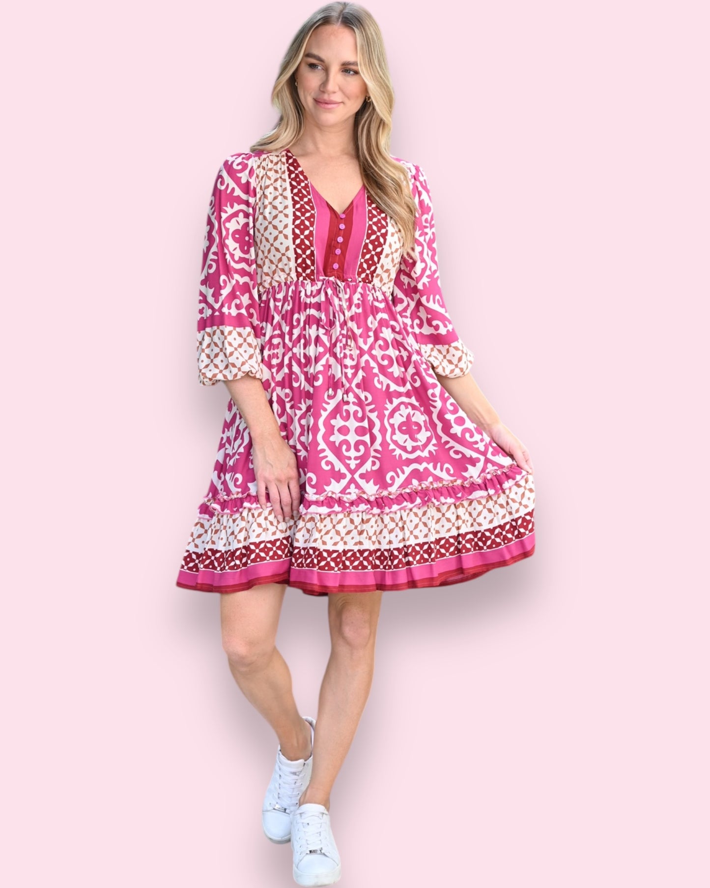 Candice Dress - Hot Pink