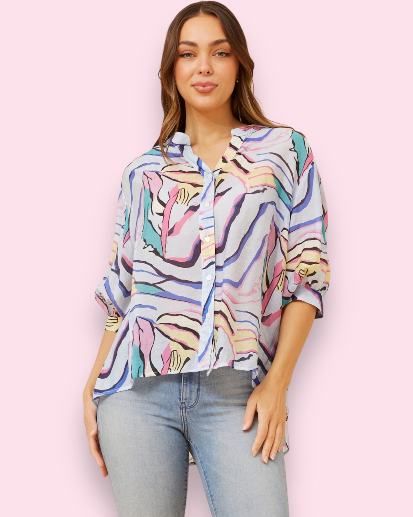 Mia Printed Shirt - Skylight Swirl