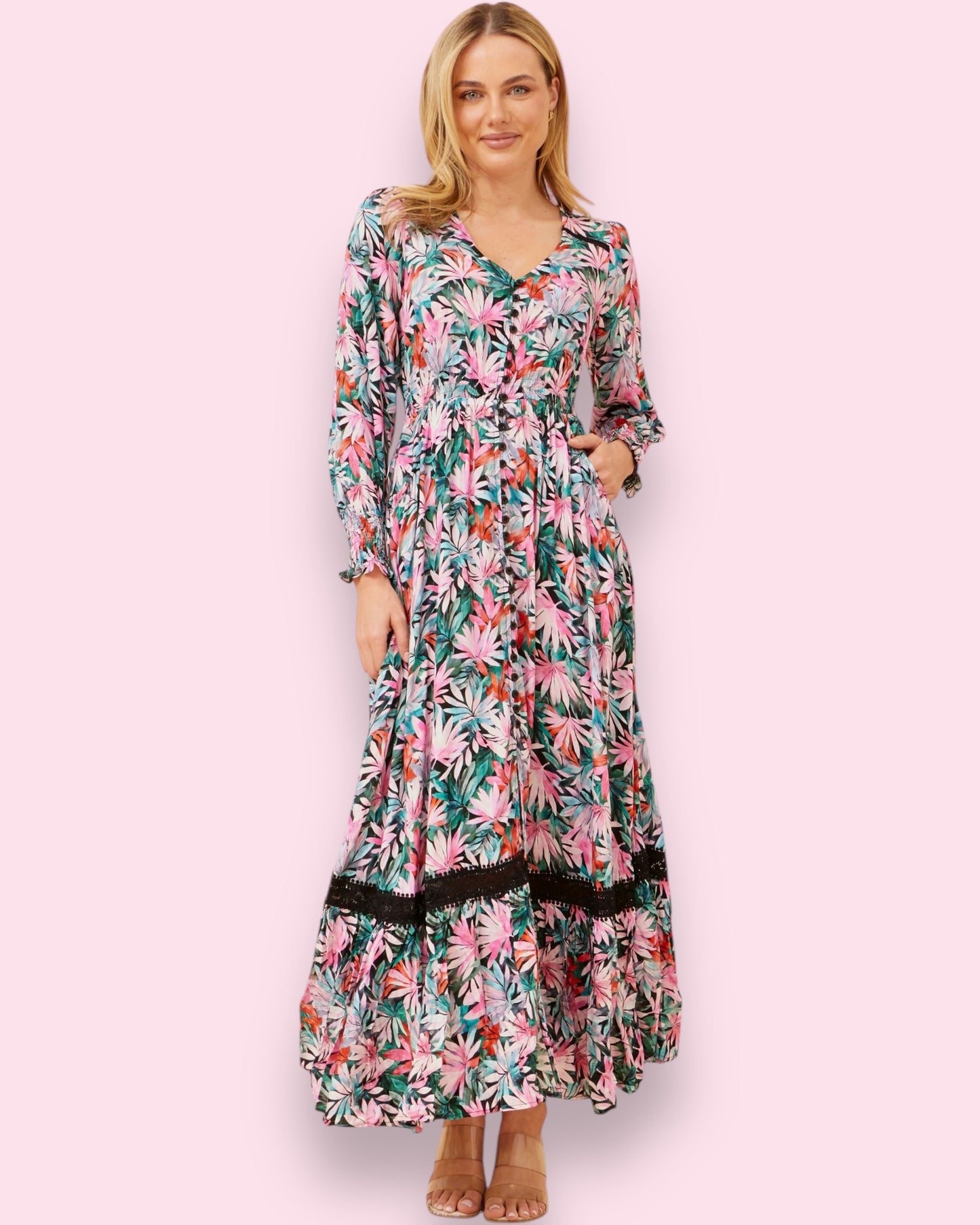Chloe Maxi Dress - Multi Pink Floral