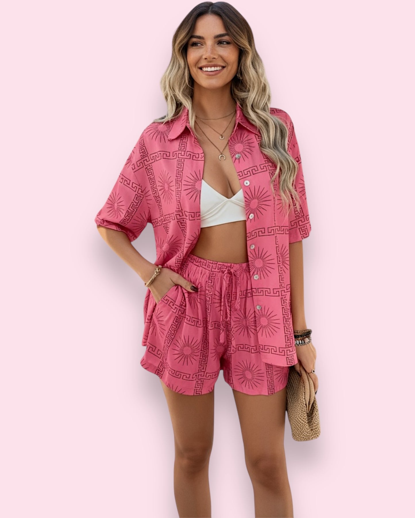 Odessa Shorts - Hot Pink Sunburst