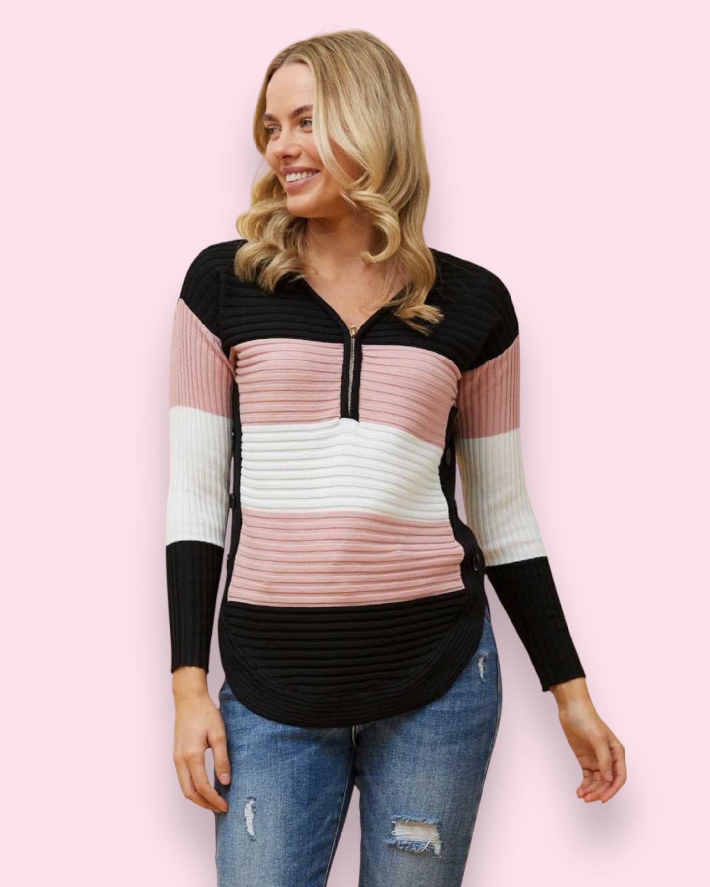 Corrine Zip Jumper - Pink
