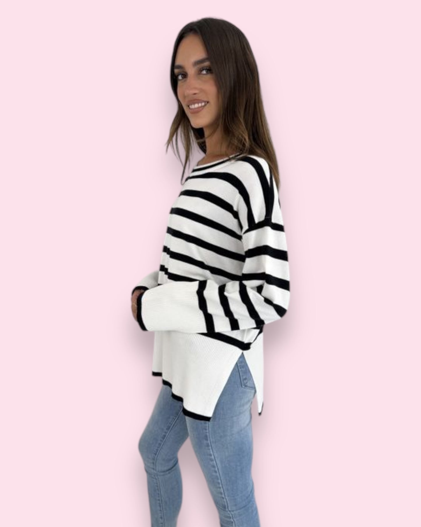 Azariah Striped Knit - White