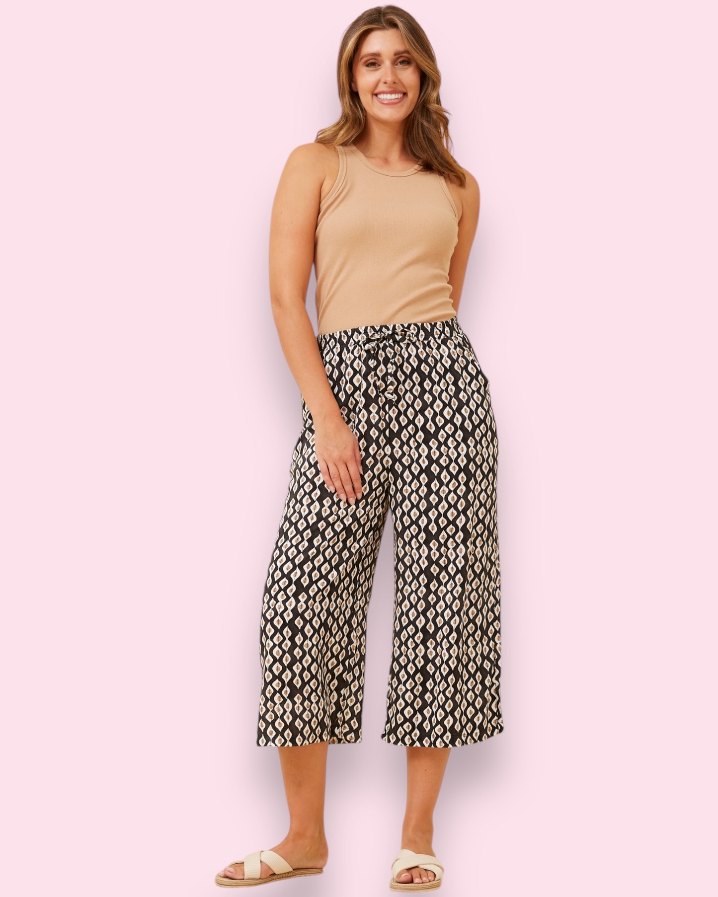 Ebony Printed Pants - Black