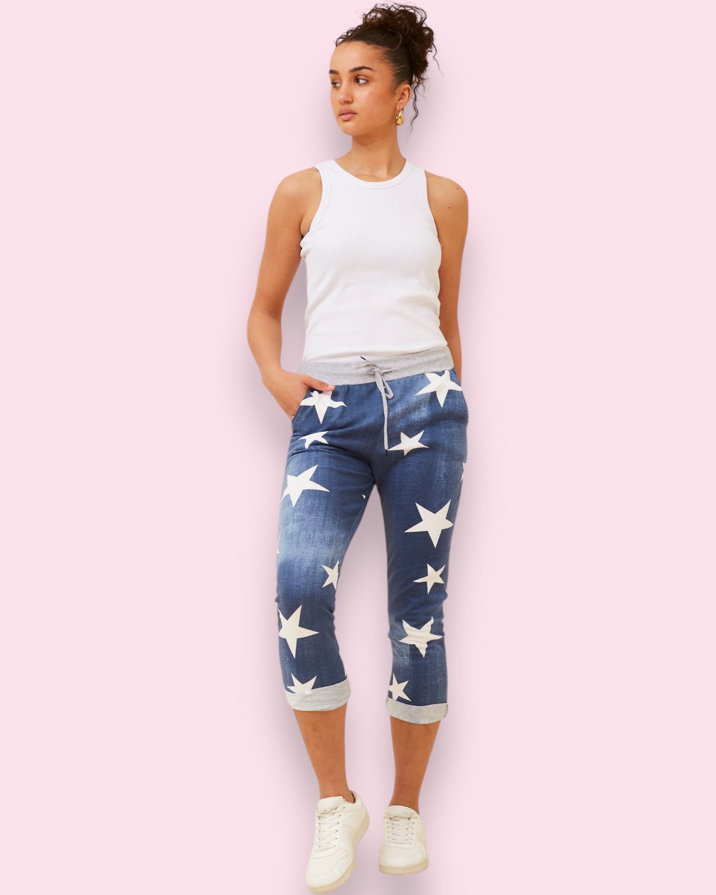 Jazzy 7/8 Printed Pants - Star Denim
